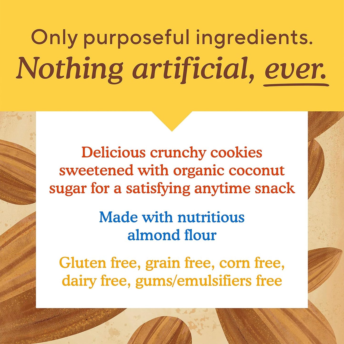Almond Flour Crunchy Cookies, Chocolate Chip - Gluten Free, Vegan, Healthy Snacks, Made with Organic Coconut Oil, 5.5 Ounce (Pack of 1)