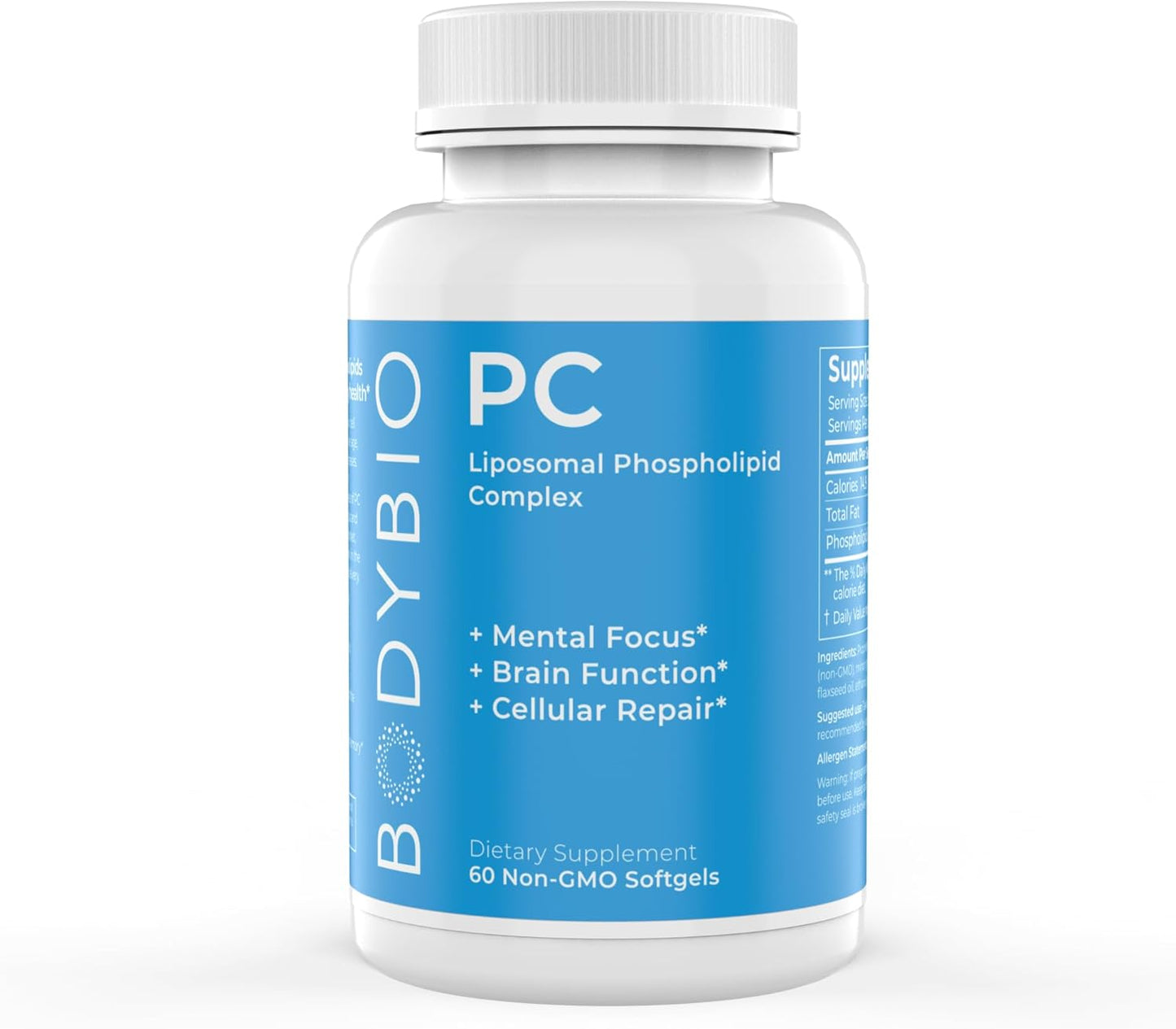 Phosphatidylcholine 60 Softgels - Nootropic Booster for Brain Health - Mental Clarity for Focus and Memory - Neuroprotection for Healthy Aging