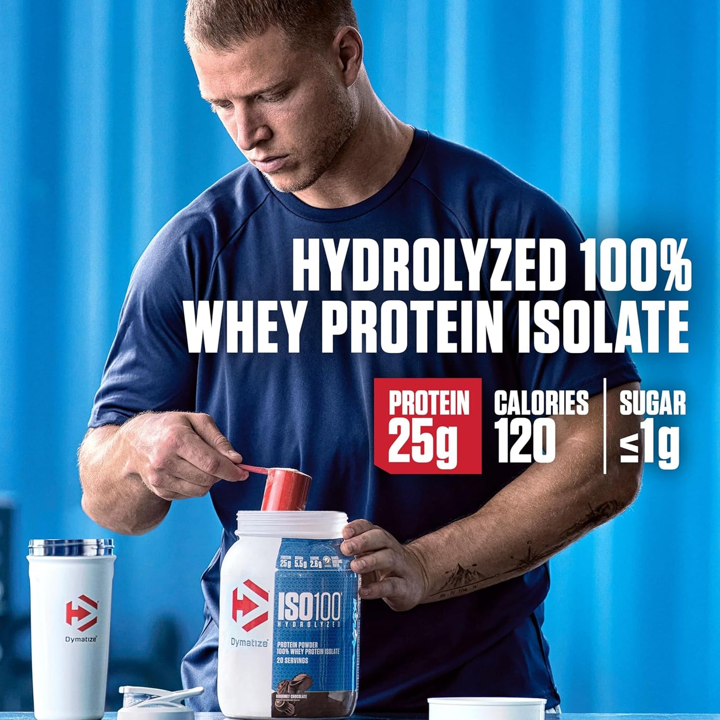 ISO100 Hydrolyzed Protein Powder, 100% Whey Isolate, 25G of Protein, 5.5G Bcaas, Gluten Free, Fast Absorbing, Easy Digesting, Gourmet Vanilla, 20 Servings