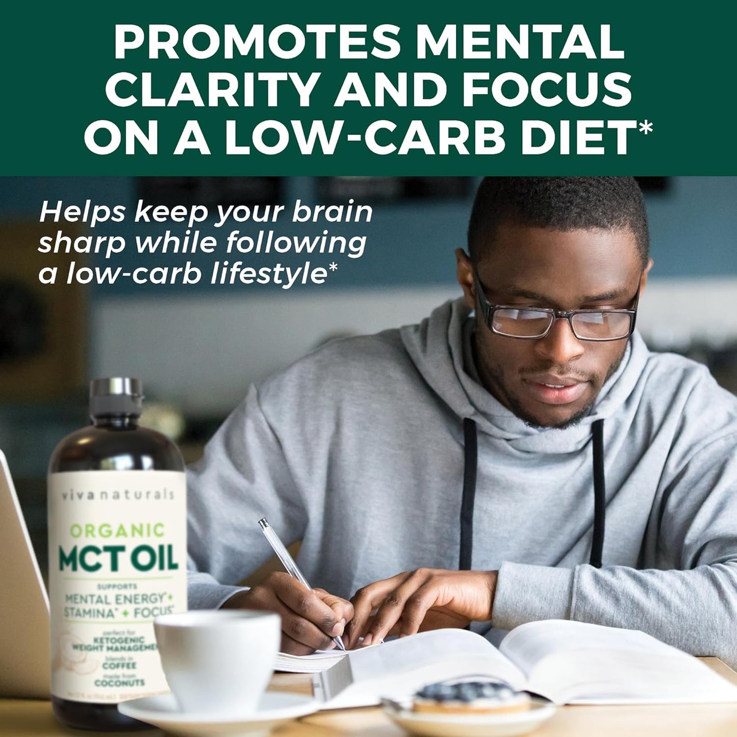 Organic MCT Oil 32 Fl Oz - Best MCT Oil Organic for Coffee, MCT Coconut Oil Supports Energy & Mental Clarity, USDA Organic, Non-Gmo, Paleo & Keto Certified, MCT Wellness