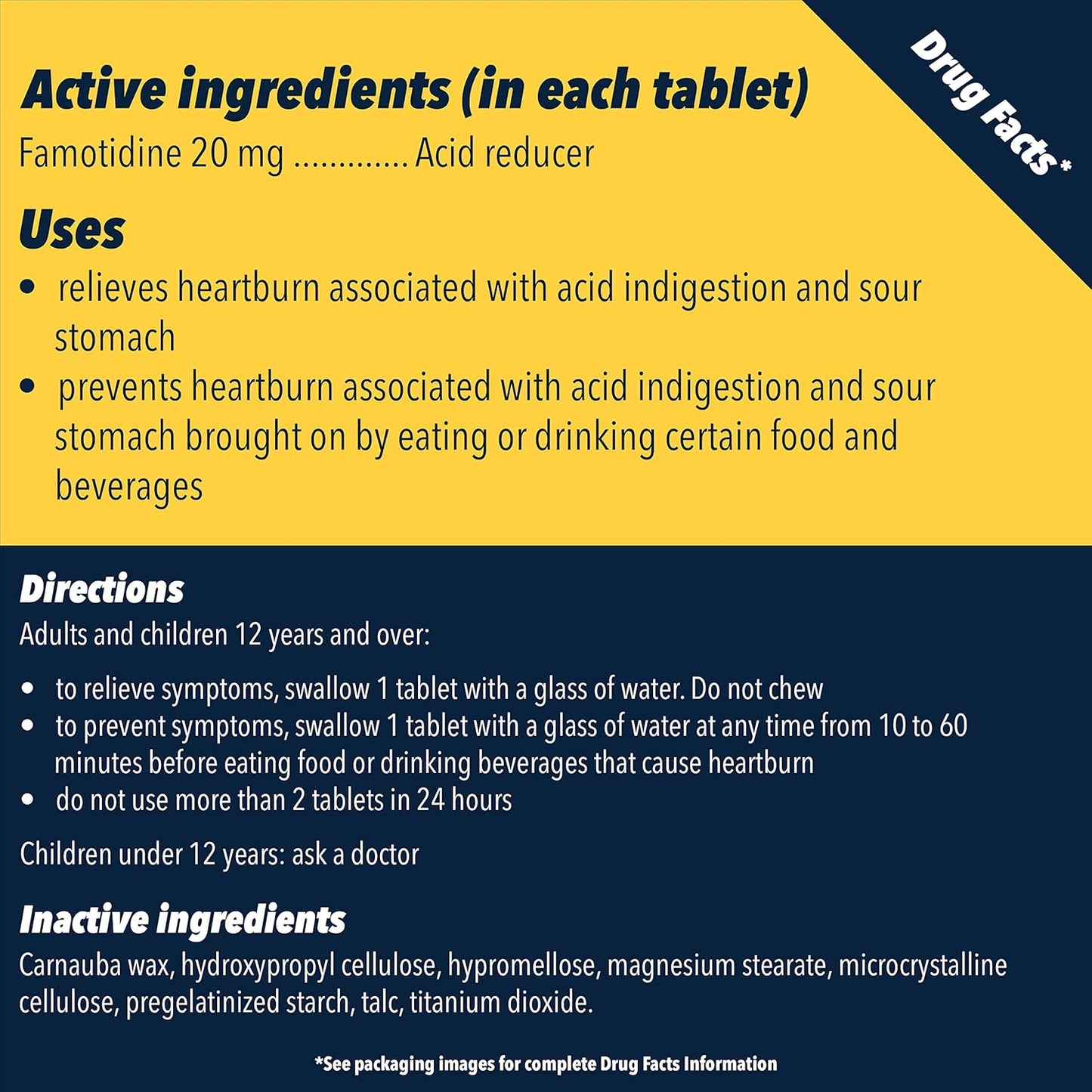 AC Maximum Strength Heartburn Relief Tablets, OTC Medicine Prevents & Relieves Heartburn Due to Acid Indigestion & Sour Stomach, 20Mg Famotidine Acid Reducer, Fast-Acting, 50 Ct