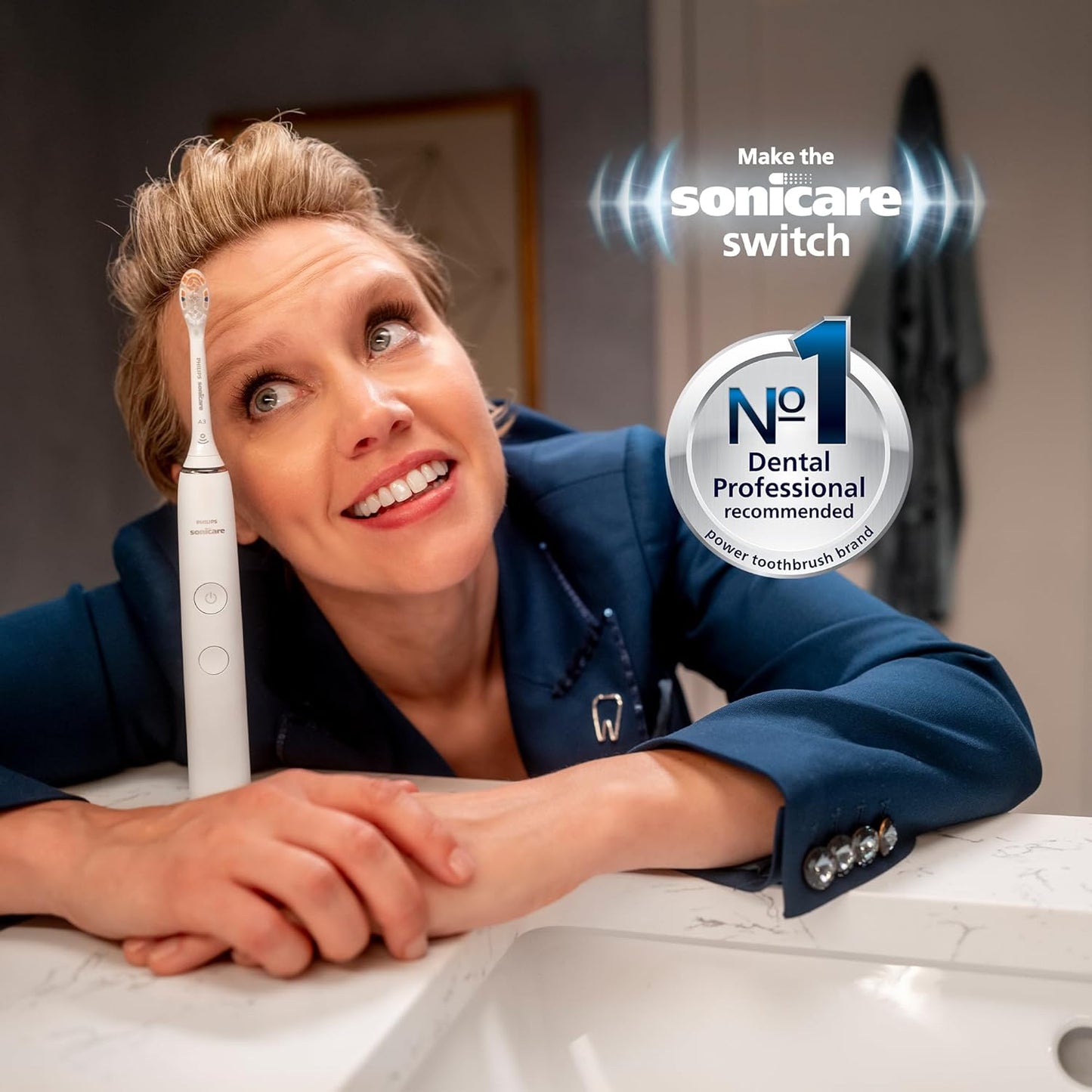 4100 Rechargeable Electric Toothbrush, with Pressure Sensor, 2 Intensity Settings, Smartimer and Quadpacer, 14-Day Battery Life, White, Model HX3681/23