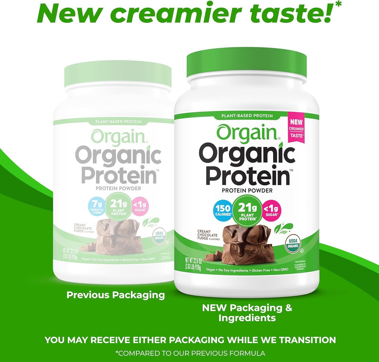 Organic Vegan Protein Powder, Creamy Chocolate Fudge - 21G Plant Protein, 7G Prebiotic Fiber, Low Net Carb, No Lactose Ingredients, No Added Sugar, Non-Gmo, for Shakes & Smoothies, 2.03 Lb