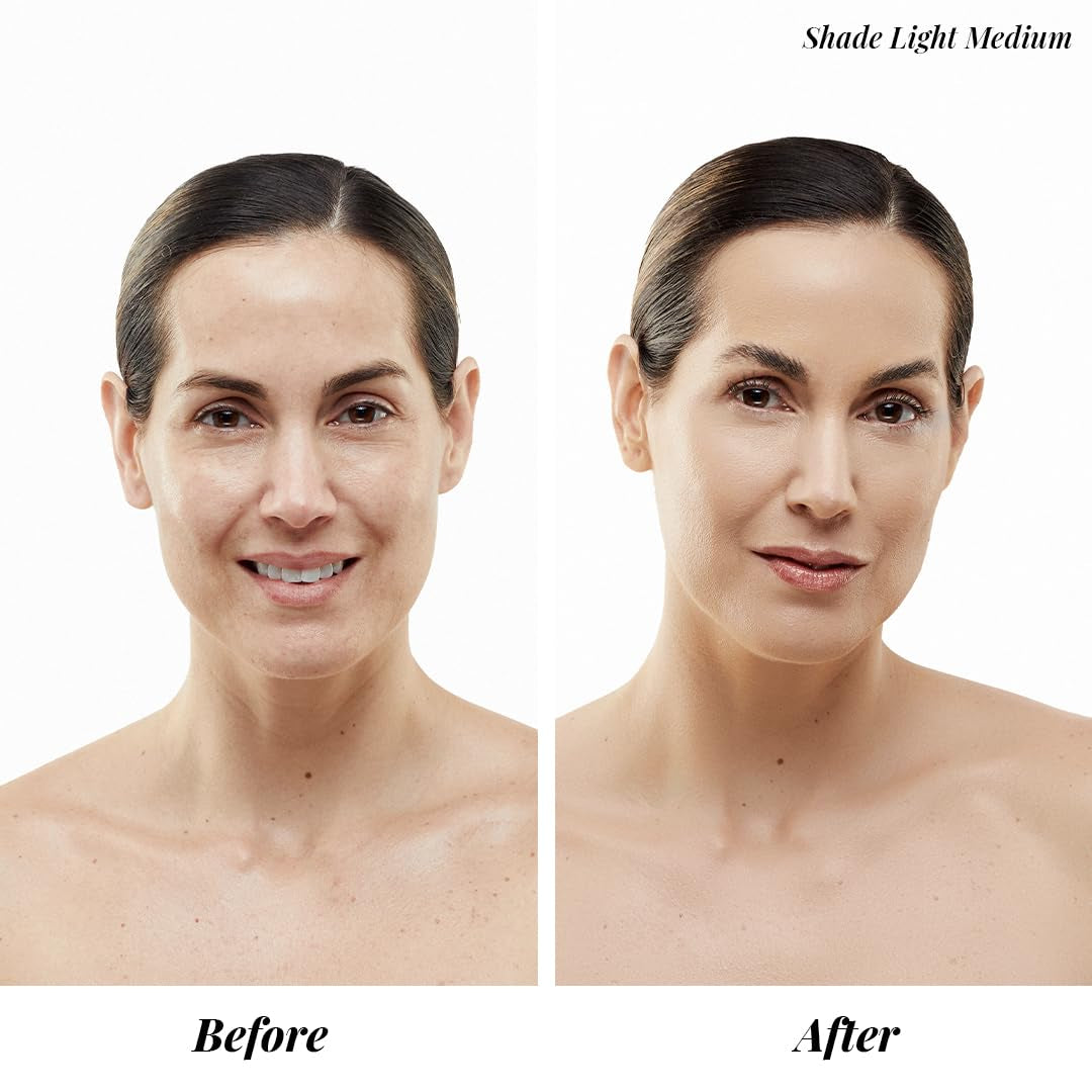 Magicminerals Airbrush Foundation by – 2Pc Set with Airbrush Foundation and Kabuki Brush - Spray Makeup with Anti-Aging Ingredients for Smooth Radiant Skin - Light Medium