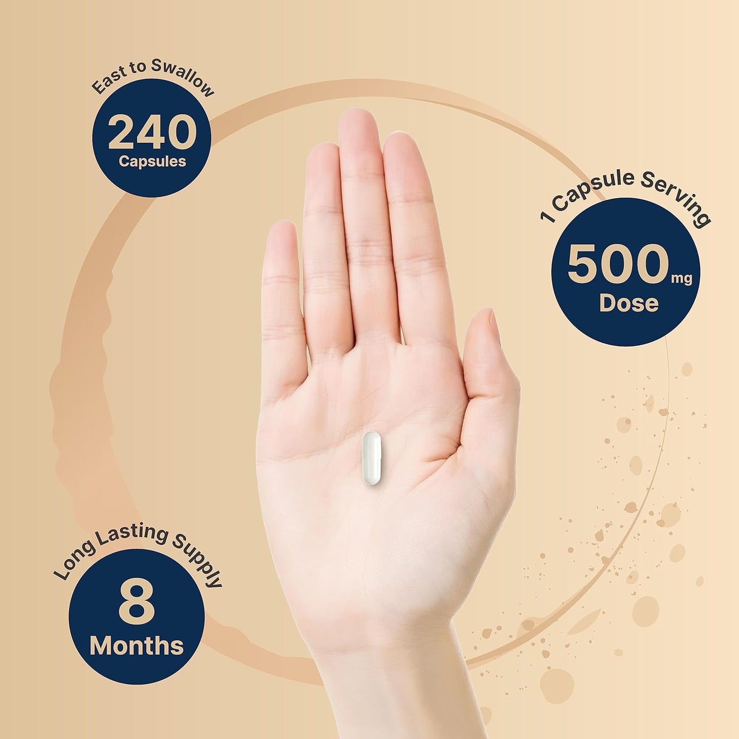Magnesium Glycinate Capsules 500Mg | 240 Count, 100% Chelated & Purified, 3Rd Party Tested, Non-Gmo & Gluten Free