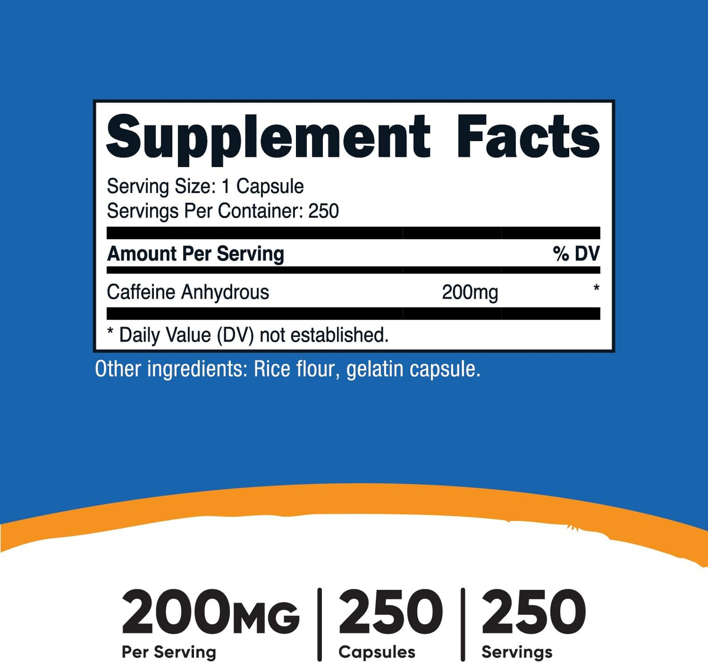 Caffeine Pills, 200Mg per Serving (250 Caps)