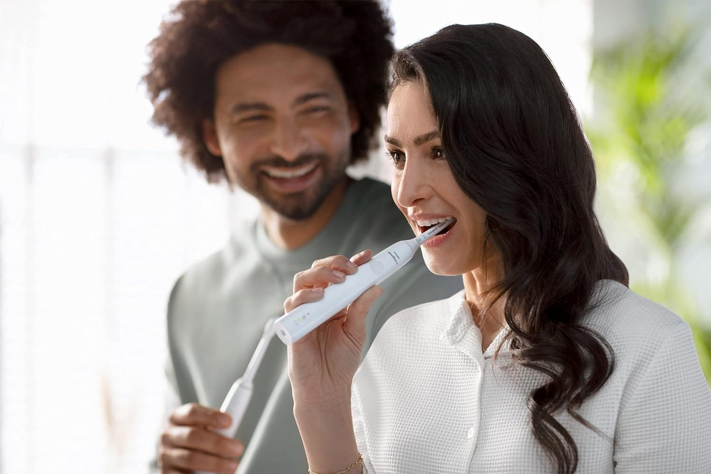 4100 Rechargeable Electric Toothbrush, with Pressure Sensor, 2 Intensity Settings, Smartimer and Quadpacer, 14-Day Battery Life, White, Model HX3681/23