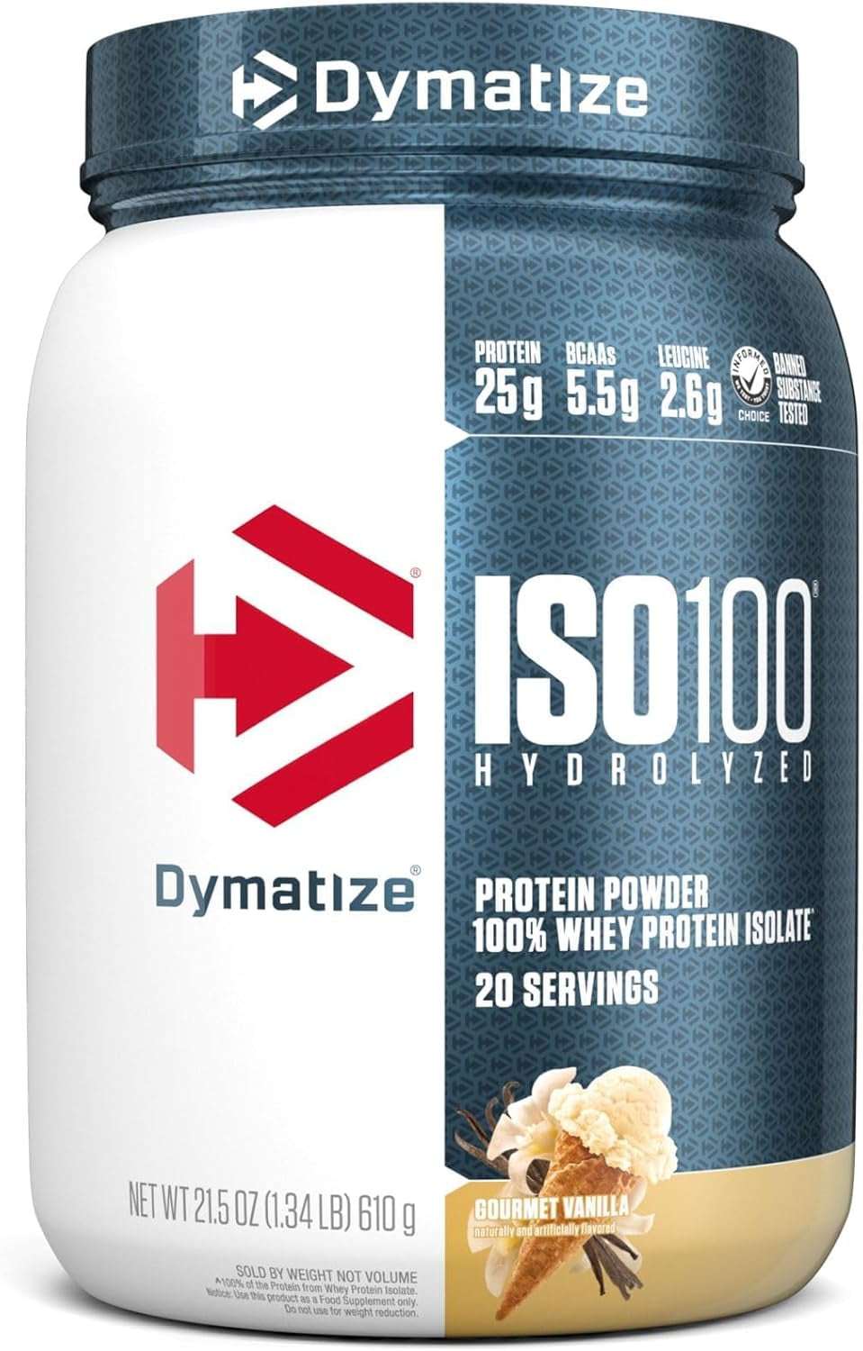 ISO100 Hydrolyzed Protein Powder, 100% Whey Isolate, 25G of Protein, 5.5G Bcaas, Gluten Free, Fast Absorbing, Easy Digesting, Gourmet Vanilla, 20 Servings