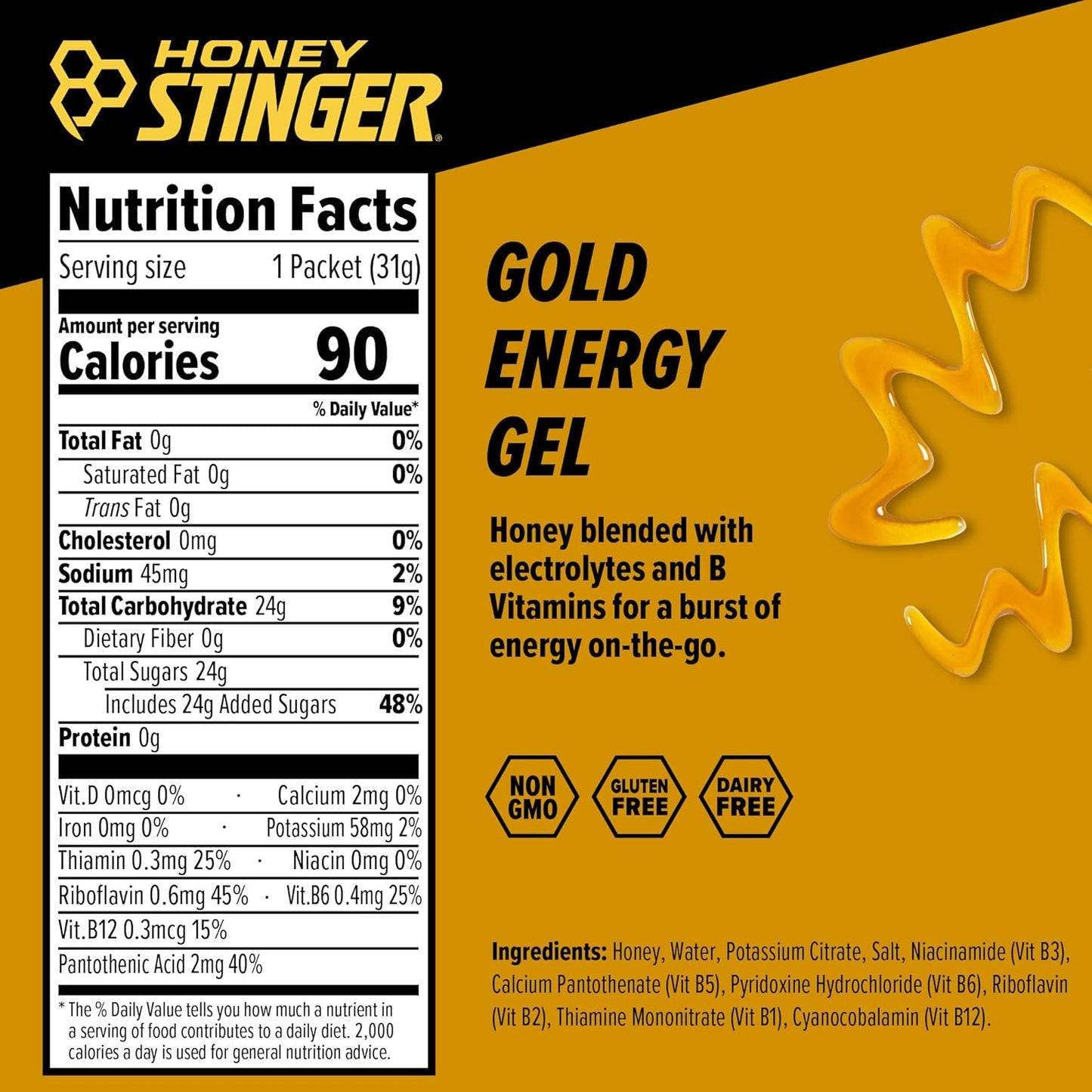 Energy Gel Variety Pack | 5 Packs Each of Gold and Organic Fruit Smoothie | Gluten Free & Caffeine Free | for All Exercises | Sports Nutrition for Home & Gym, Pre and Mid Workout