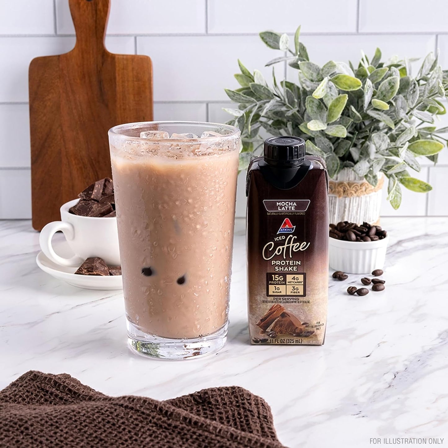 Mocha Latte Iced Coffee Protein Shake, 15G Protein, Low Glycemic, 4G Net Carb, 1G Sugar, Keto Friendly