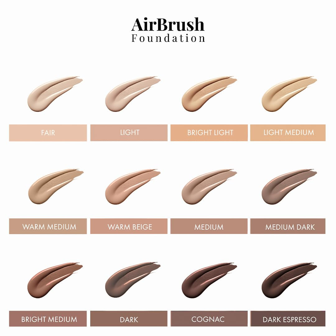 Magicminerals Airbrush Foundation by – 2Pc Set with Airbrush Foundation and Kabuki Brush - Spray Makeup with Anti-Aging Ingredients for Smooth Radiant Skin - Light Medium