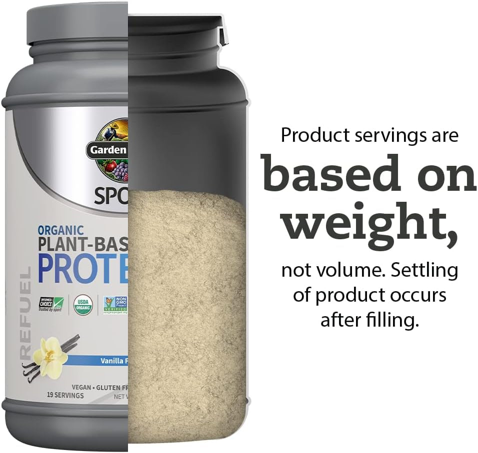 Organic Vegan Protein Powder, Vanilla Protein Powder with Probiotics, Bcaas, 30G Plant Protein, NSF Certified, Gluten Free & Sport, Non GMO, Sport Protein Powder - 19 Servings