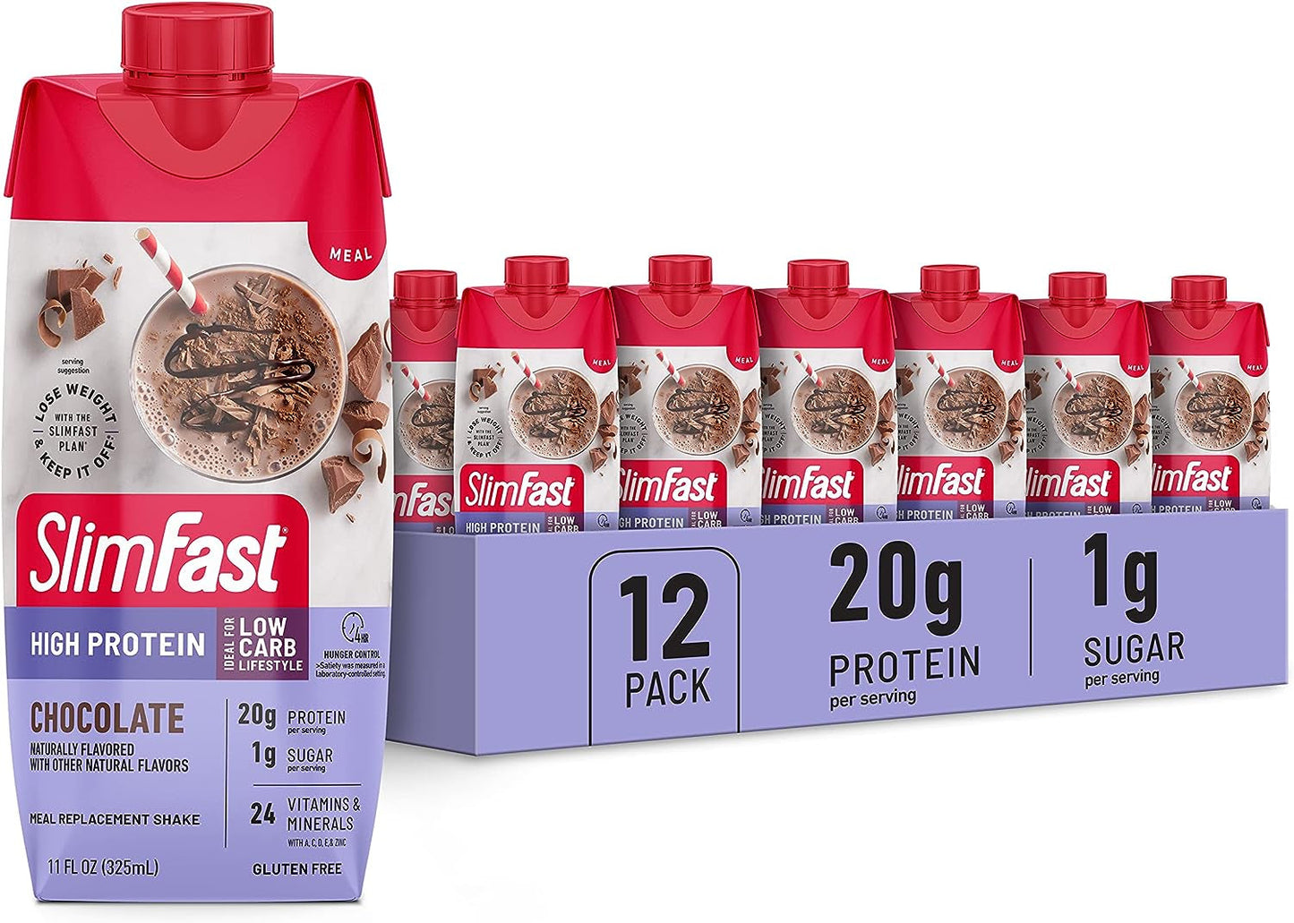 Protein Shake, Chocolate- 20G Protein, Meal Replacement Shake Ready to Drink, High Protein with Low Carb and Low Sugar, 24 Vitamins and Minerals, 12 Count (Pack of 1) (Packaging May Vary)