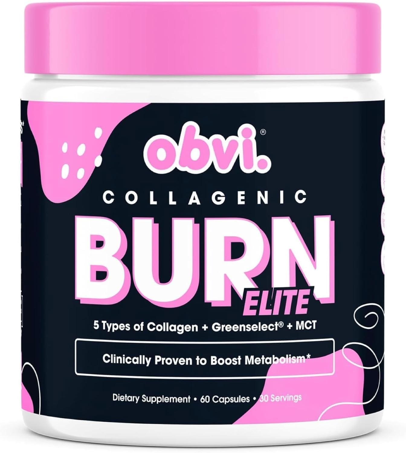 Burn Elite | Supports Metabolism Boost, Energy, and Focus | Supplement with Collagen and Green Tea | Supports Healthy Hair, Skin, Nails, and Joints | 60 Capsules, 30 Servings