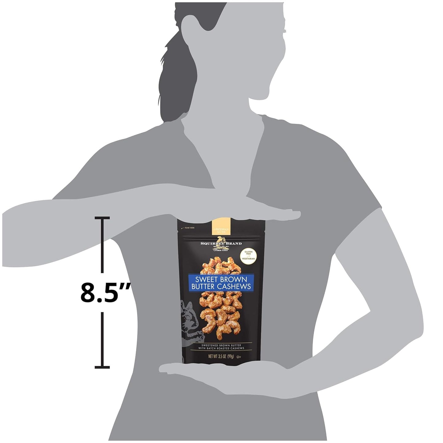 Sweet Brown Butter Cashews, 3.5 Ounces Resealable Bag, Gluten Free, Vegetarian