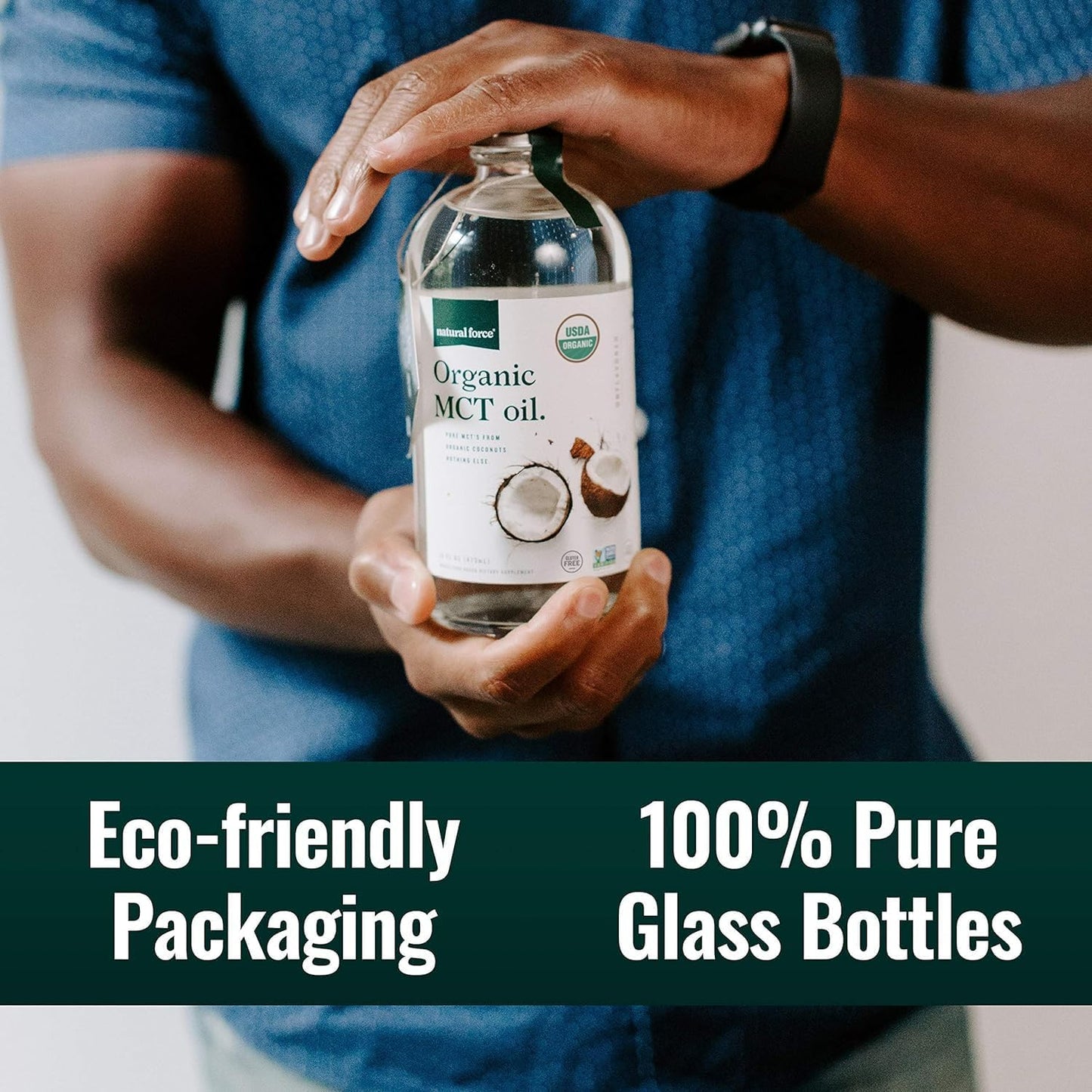 100% Virgin Coconut MCT Oil - 16Oz Glass Bottle, Certified Keto, Paleo, Kosher, Vegan & Non-Gmo