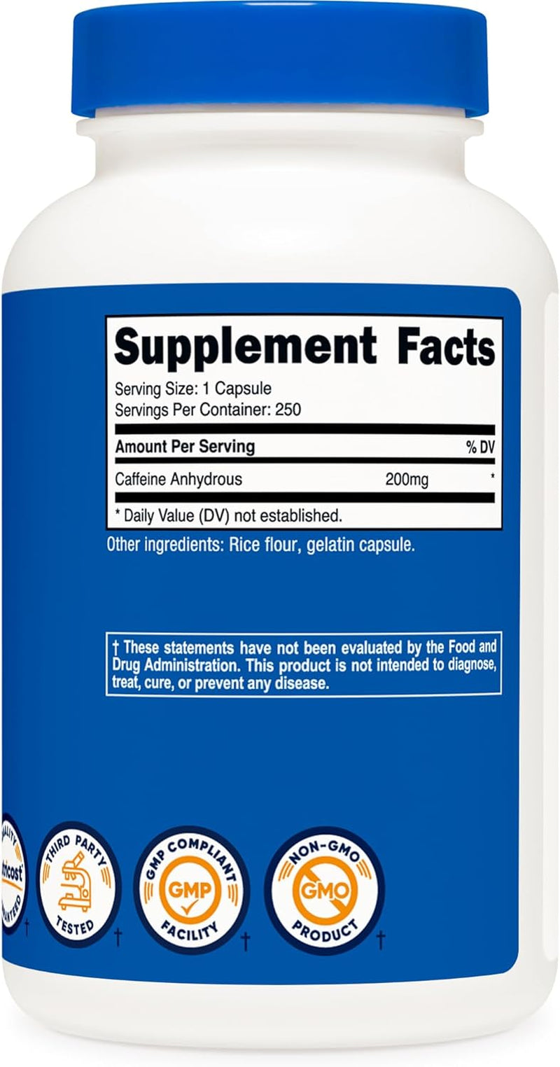 Caffeine Pills, 200Mg per Serving (250 Caps)