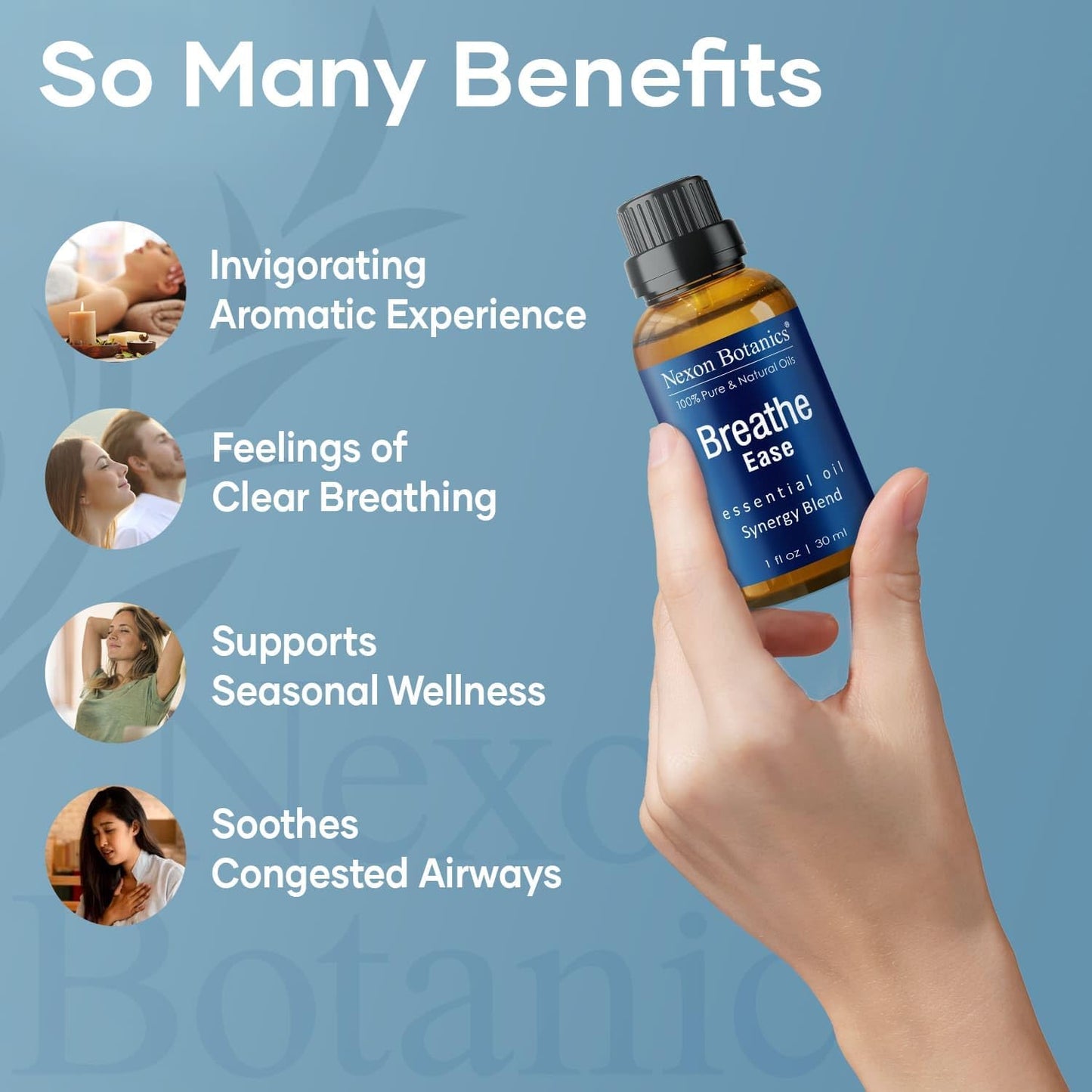 Breathe Essential Oil Blend 30 Ml - Breath Easy Essential Oil Sinus Relief - Breathe Ease Essential Oils for Humidifier, Diffuser, Aromatherapy -