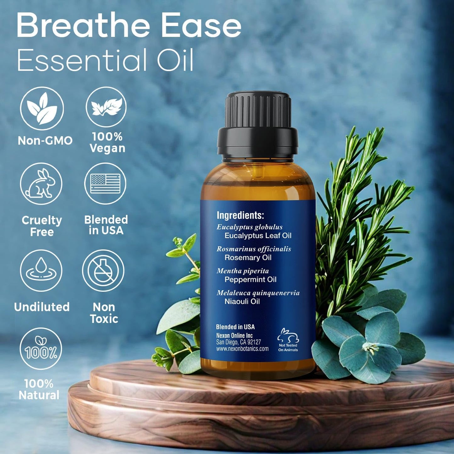Breathe Essential Oil Blend 30 Ml - Breath Easy Essential Oil Sinus Relief - Breathe Ease Essential Oils for Humidifier, Diffuser, Aromatherapy -
