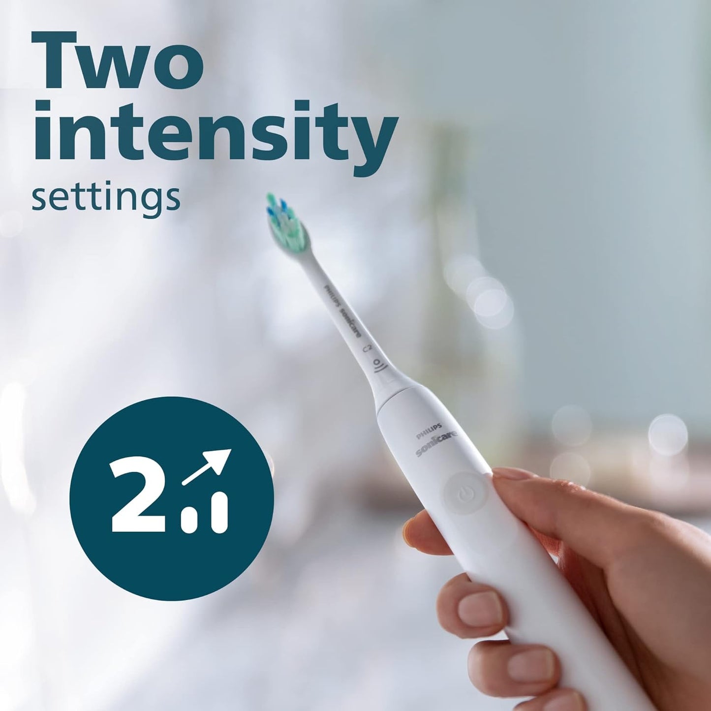 4100 Rechargeable Electric Toothbrush, with Pressure Sensor, 2 Intensity Settings, Smartimer and Quadpacer, 14-Day Battery Life, White, Model HX3681/23