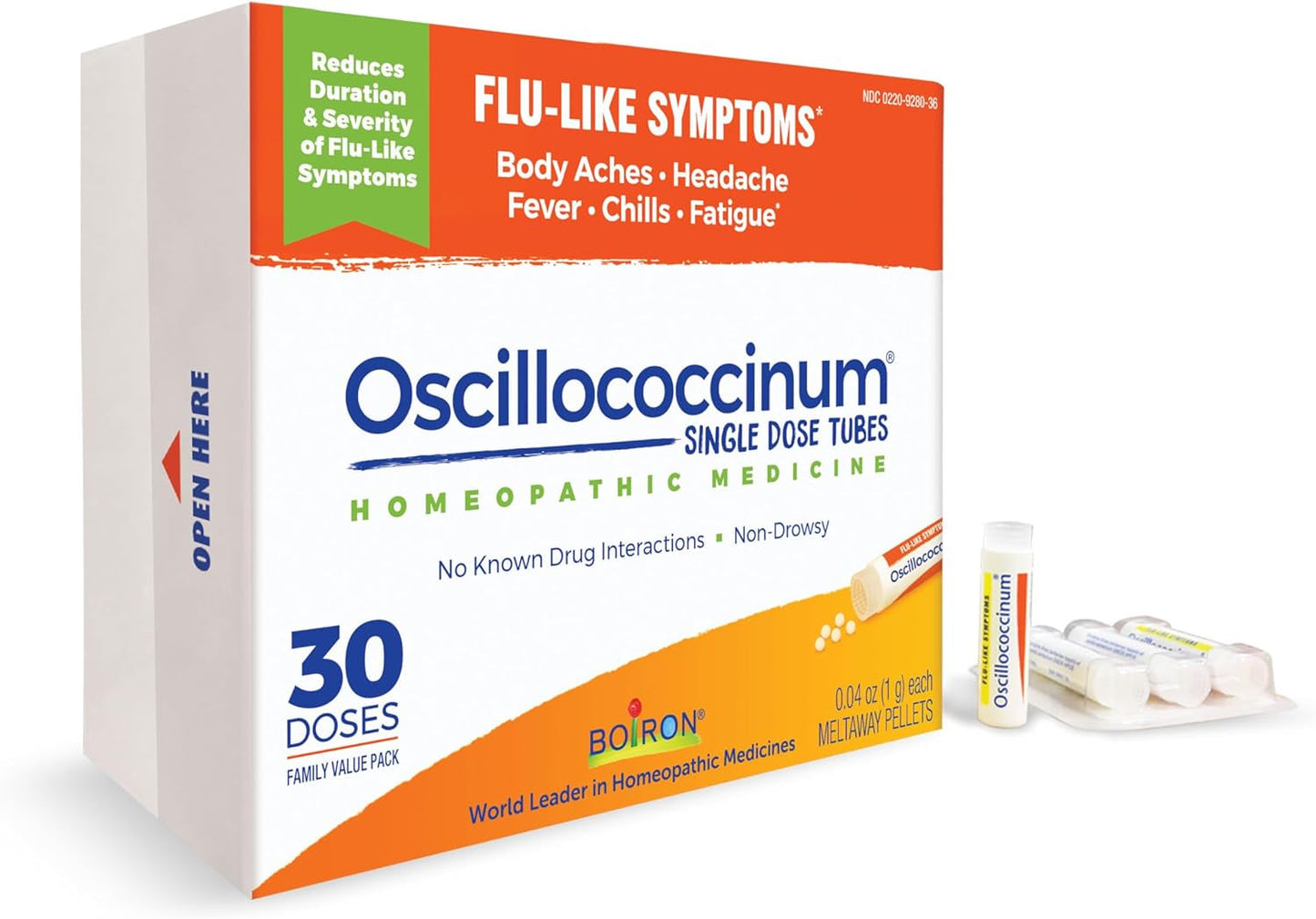 Oscillococcinum for Relief from Flu-Like Symptoms of Body Aches, Headache, Fever, Chills, and Fatigue - 30 Count