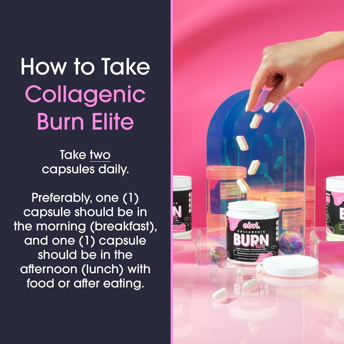 Burn Elite | Supports Metabolism Boost, Energy, and Focus | Supplement with Collagen and Green Tea | Supports Healthy Hair, Skin, Nails, and Joints | 60 Capsules, 30 Servings