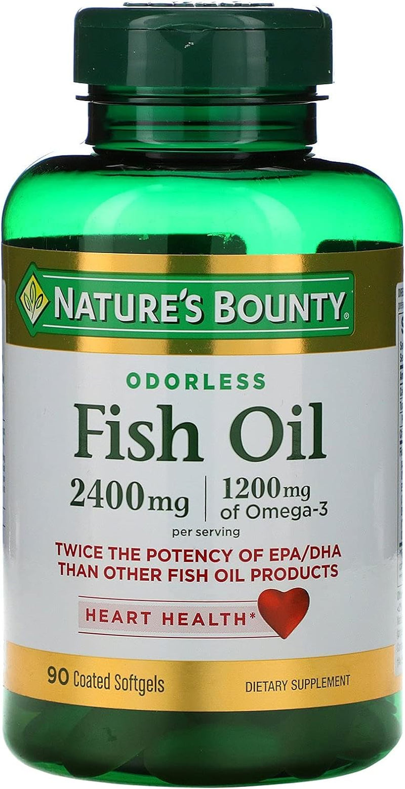 Fish Oil, Supports Heart Health, 2400Mg, Coated Softgels, 90 Ct.