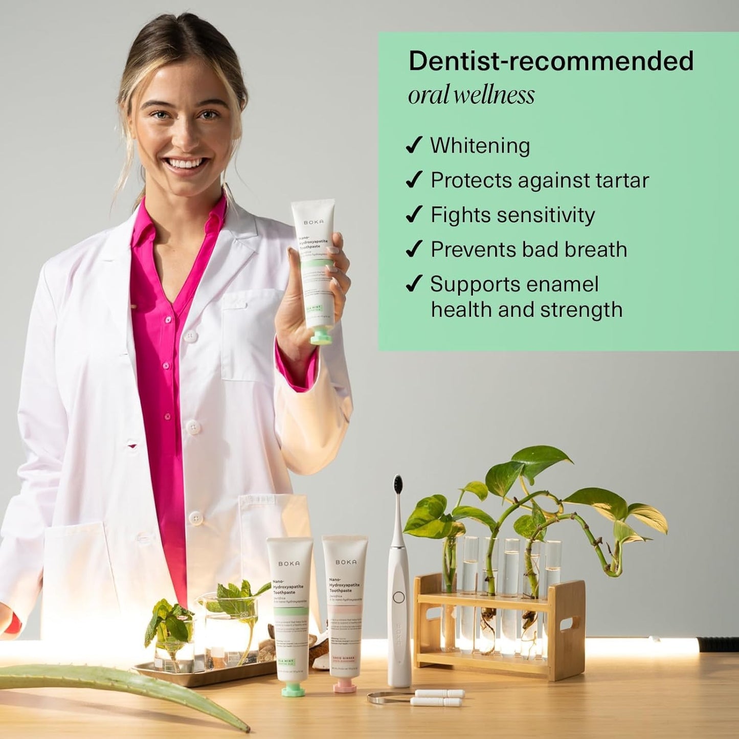 Fluoride Free Toothpaste Nano Hydroxyapatite, Stocking Stuffers Remineralizing, Whitening - Dentist Recommended for Adult, Kids Oral Care Ela Mint Flavor, 4 Fl Oz 1Pk US Manufactured