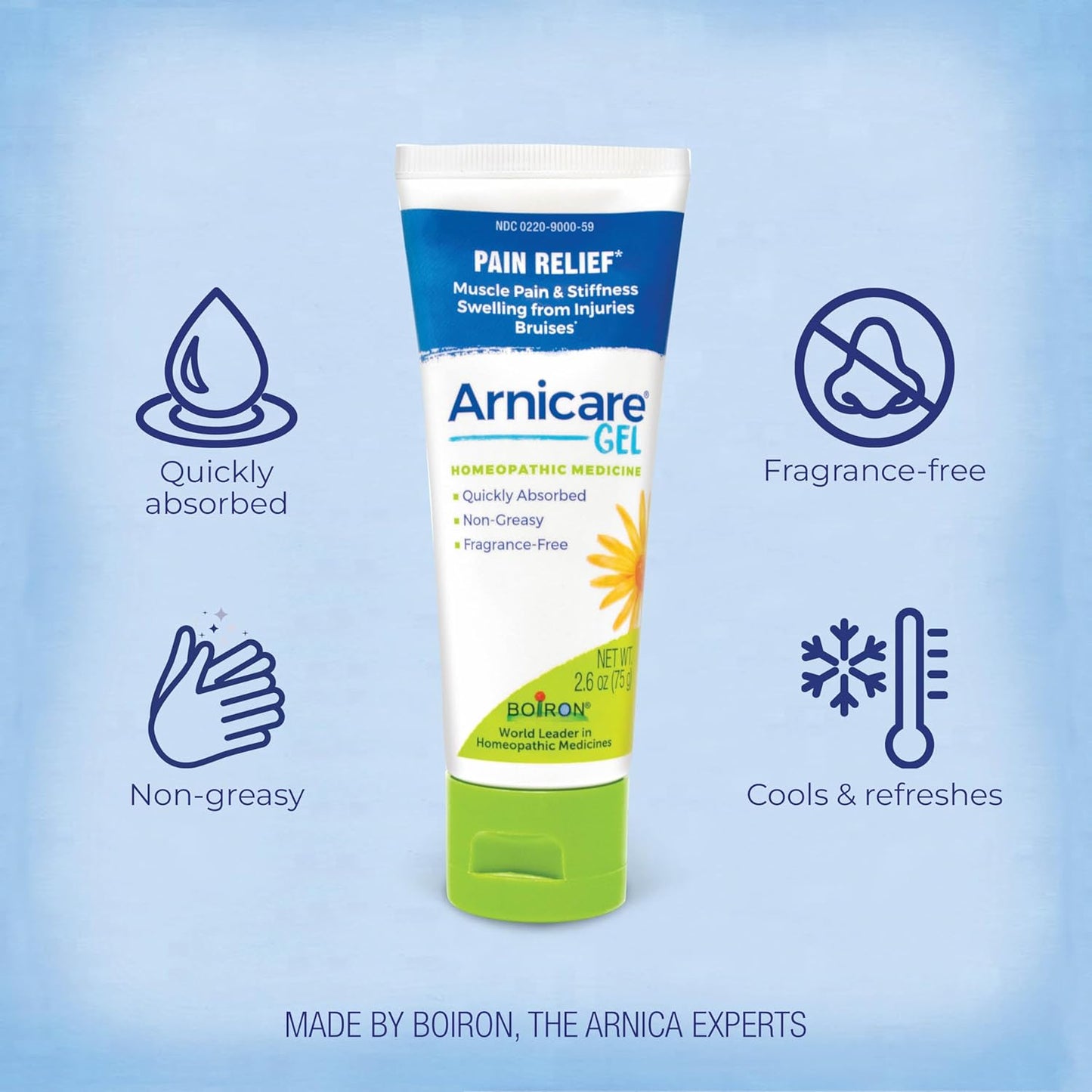 Arnicare Gel for Soothing Relief of Joint Pain, Muscle Pain, Muscle Soreness, and Swelling from Bruises or Injury - Non-Greasy and Fragrance-Free - 2.6 Oz