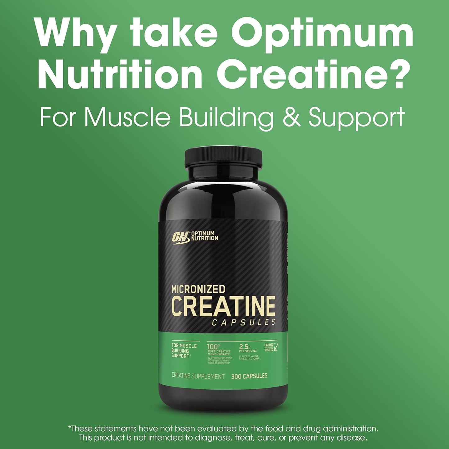 Micronized Creatine Monohydrate Capsules, Keto Friendly, 2500Mg, 300 Capsules (Packaging May Vary)