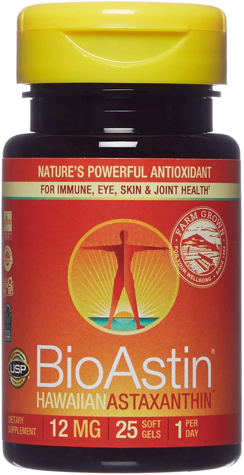 , Bioastin Hawaiian Astaxanthin 12 Mg, Boosts Immunity and Supports Eye, Skin and Joint Health, 25 Count