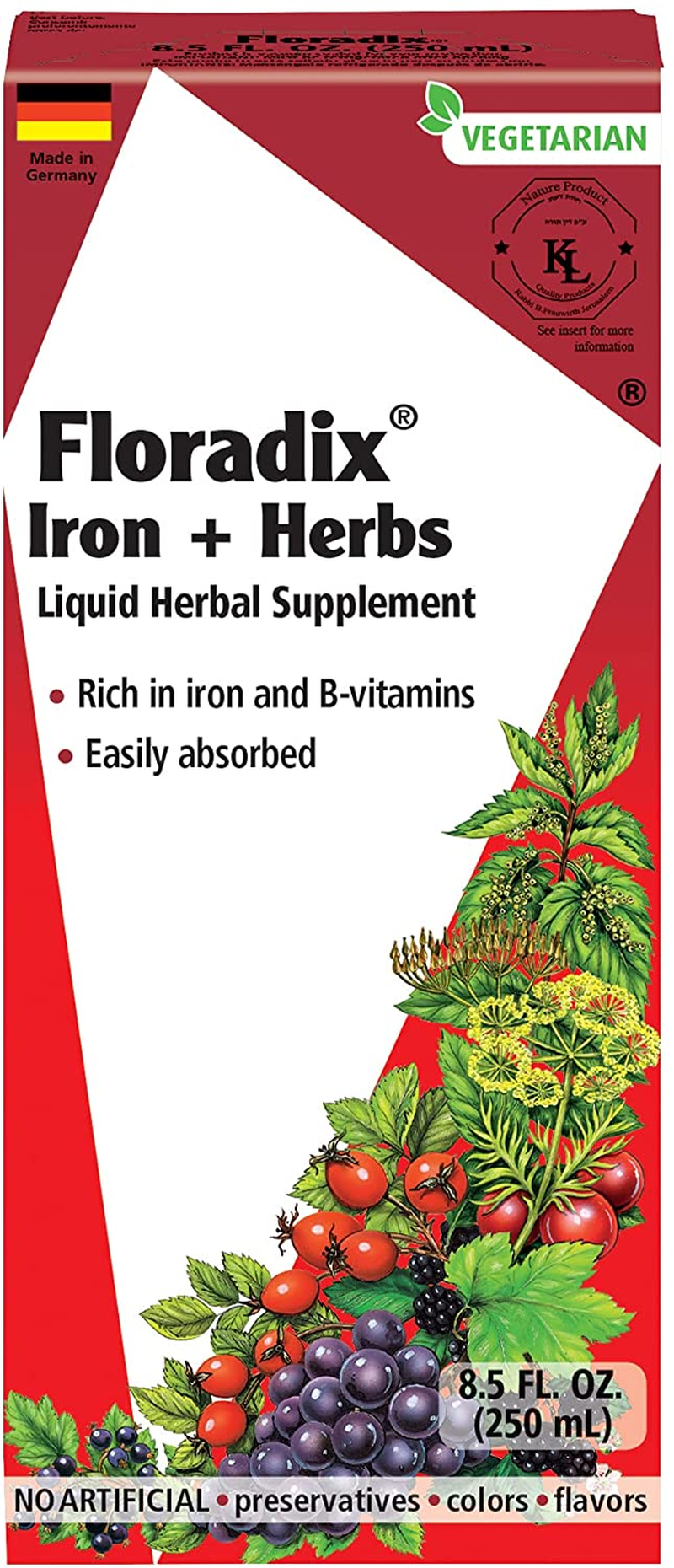 ,  Iron & Herbs Vegetarian Liquid Supplement for Energy Support, 8.5 Oz