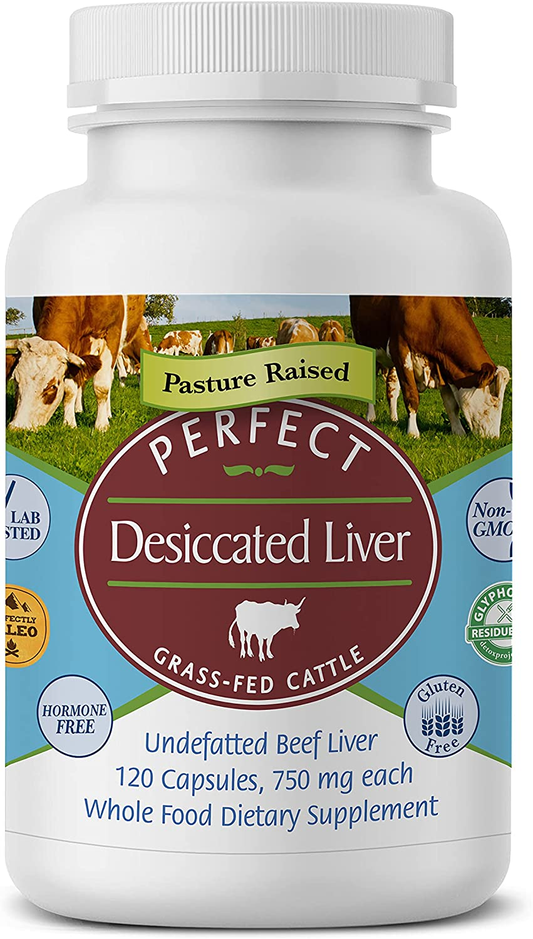 – Perfect Desiccated Liver – 120 Capsules - Undefatted Beef Liver – Natural Source of Protein, Iron, Vitamins a & B