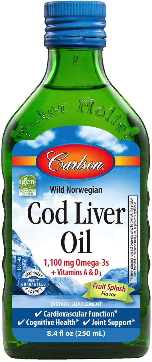 - Cod Liver Oil, Omega-3S EPA & DHA, Heart, Brain, Vision & Joint Health, Norwegian, Fruit Splash, 250 Ml