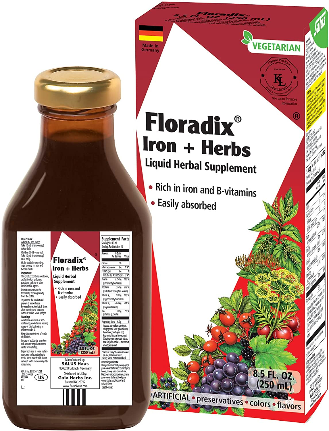 ,  Iron & Herbs Vegetarian Liquid Supplement for Energy Support, 8.5 Oz