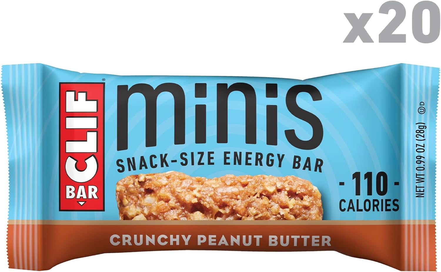 Minis - Crunchy Peanut Butter - Made with Organic Oats - 5G Protein - Non-Gmo - Plant Based - Snack-Size Energy Bars - 0.99 Oz. (20 Pack)