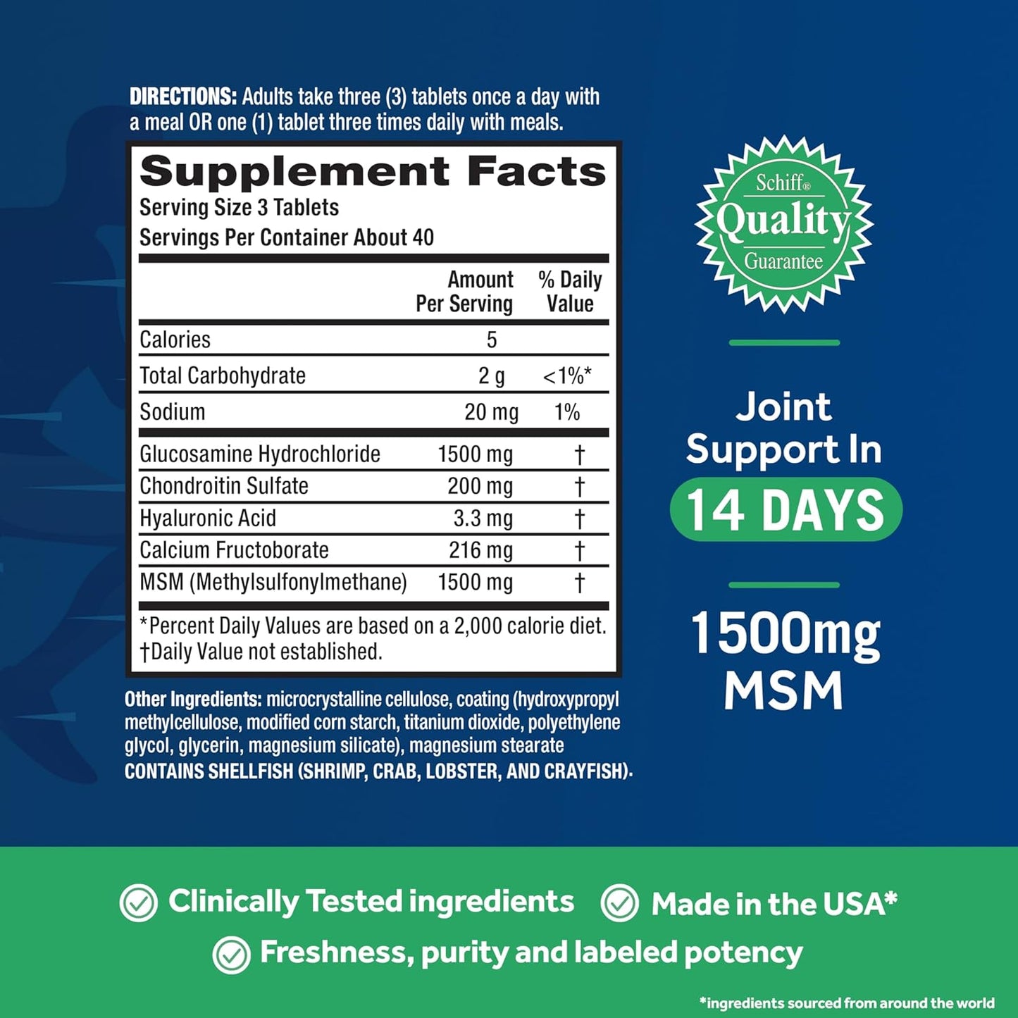 Advanced Glucosamine Chondroitin MSM Joint Support Supplement, Supports Mobility Comfort Strength Flexibility & Bone - 120 Tablets (40 Servings)*