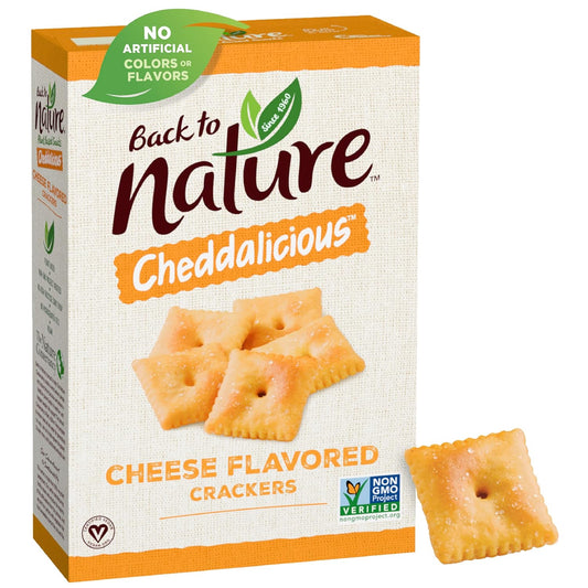 Cheese Flavored Crackers - Non-Gmo, Made with Wheat Flour, Vegan, Delicious & Quality Snacks, Cheddalicious, 6 Ounce