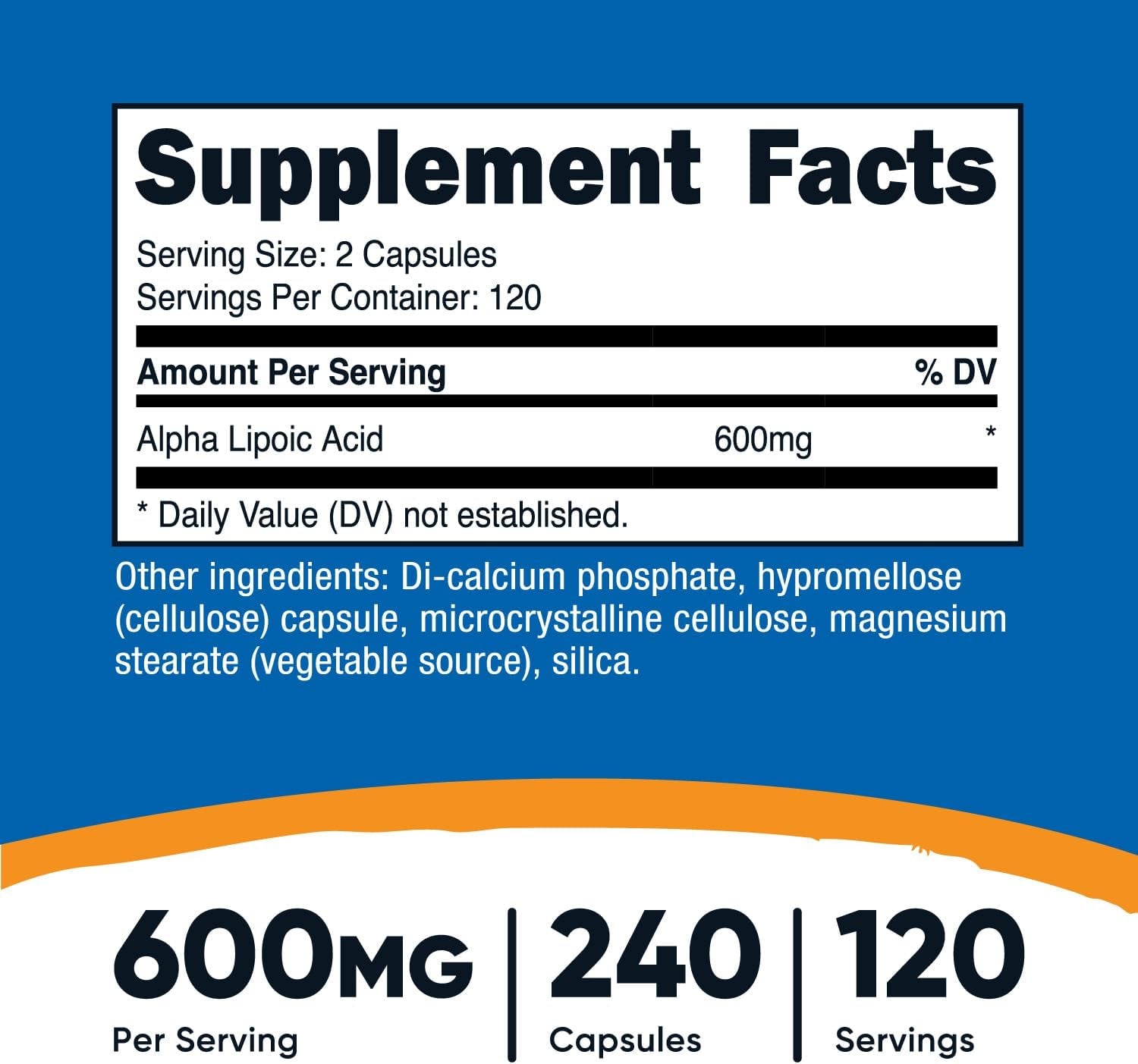 Alpha Lipoic Acid 600Mg per Serving, 240 Capsules - Gluten Free, Vegetarian Capsules, Soy Free & Non-Gmo