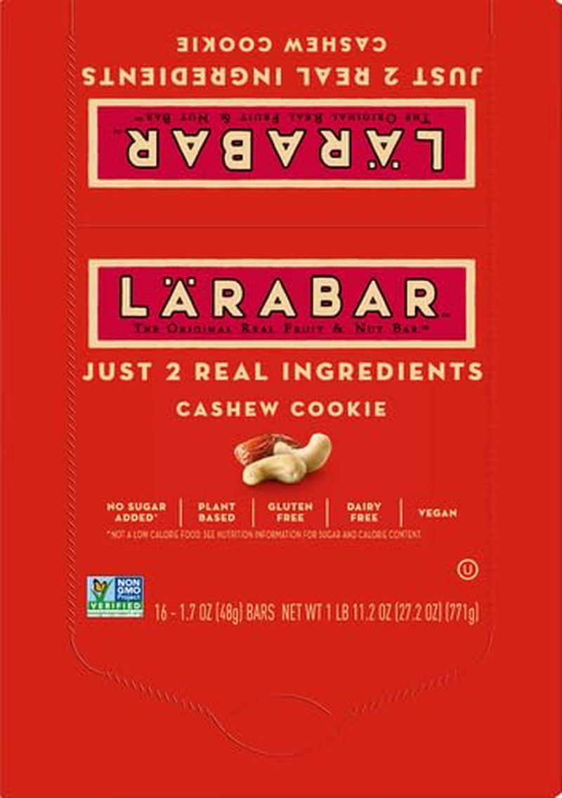 Larabar Cashew Cookie, Gluten Free Vegan Fruit & Nut Bar, 1.7 Oz Bars 16 Ct