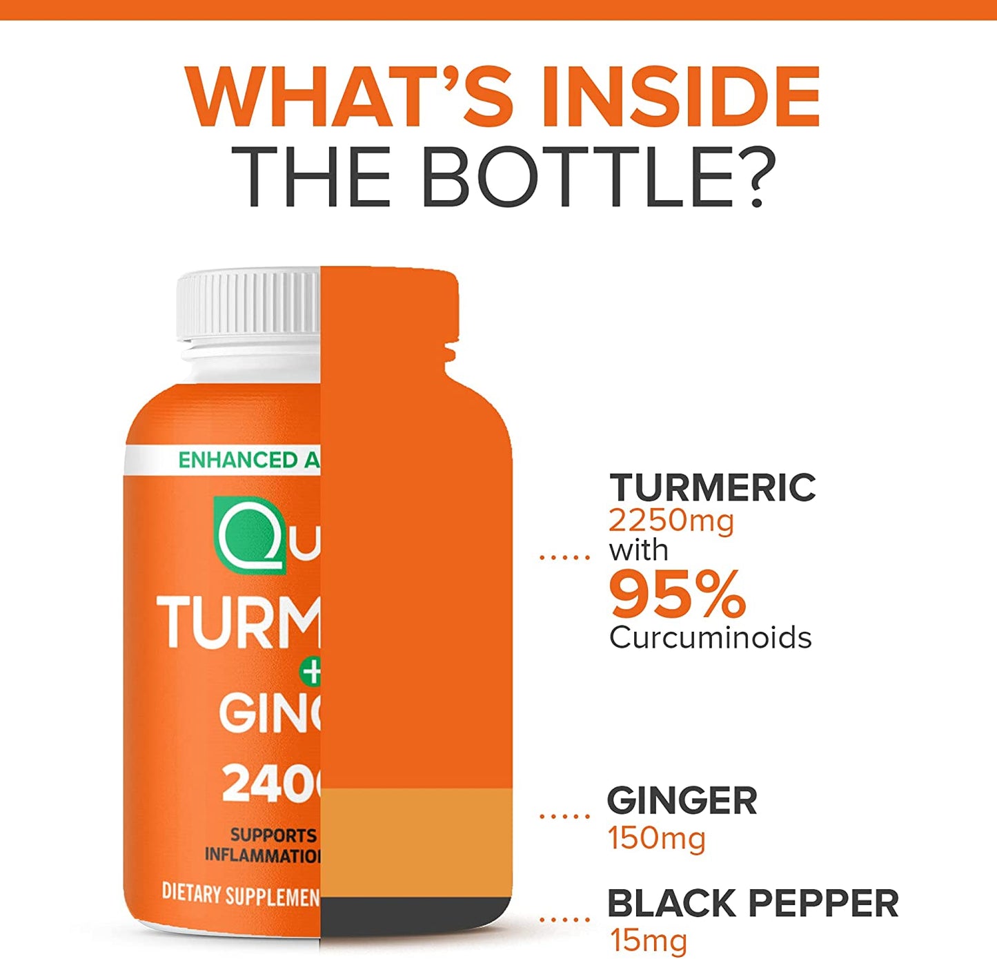 Turmeric Curcumin with Black Pepper & Ginger, 2400Mg Turmeric Extract with 95% Curcuminoids, Extra Strength Supplement, Enhanced Absorption, Joint Support Supplement, 105 Count