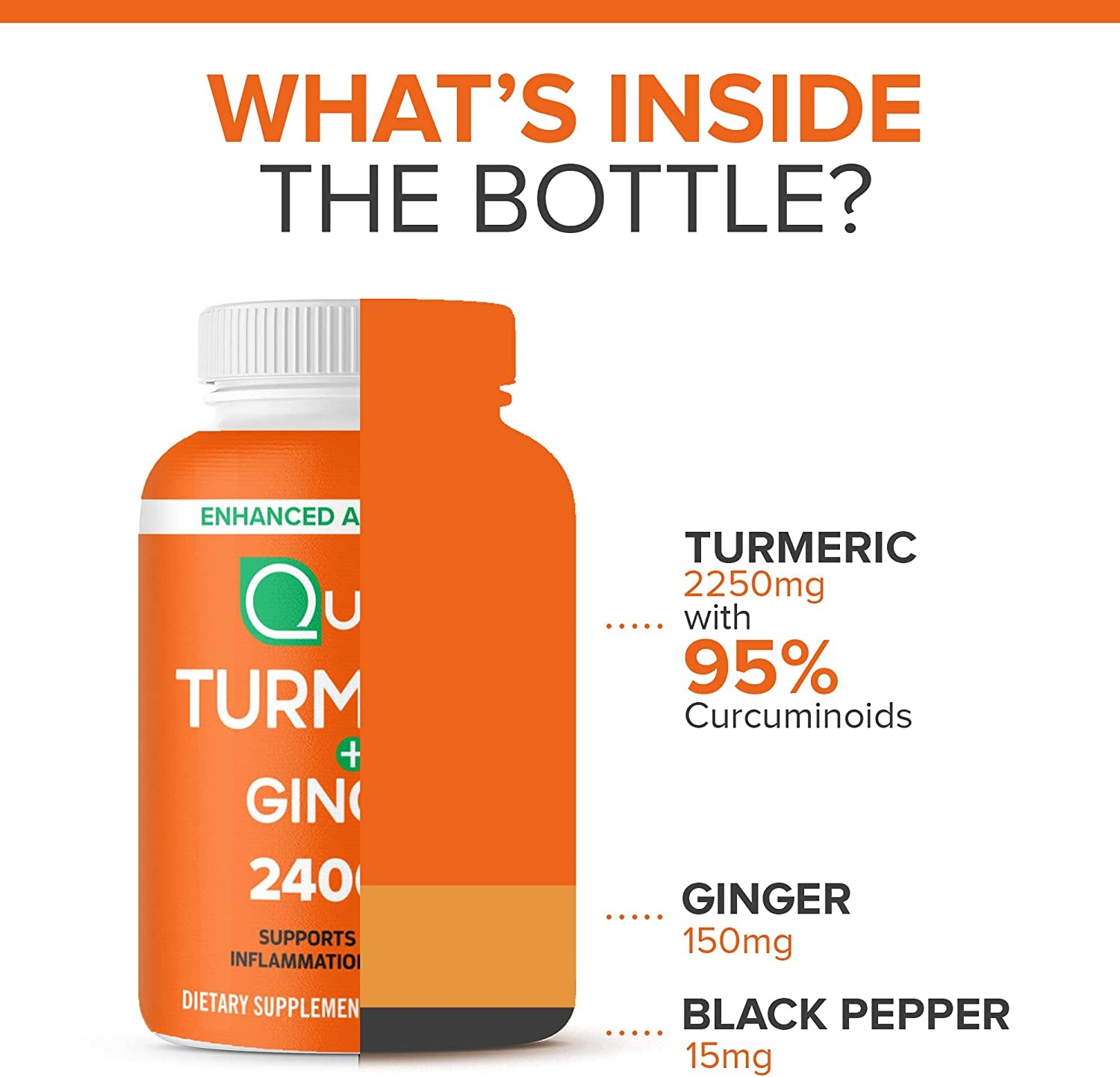 Turmeric Curcumin with Black Pepper & Ginger, 2400Mg Turmeric Extract with 95% Curcuminoids, Extra Strength Supplement, Enhanced Absorption, Joint Support Supplement, 105 Count