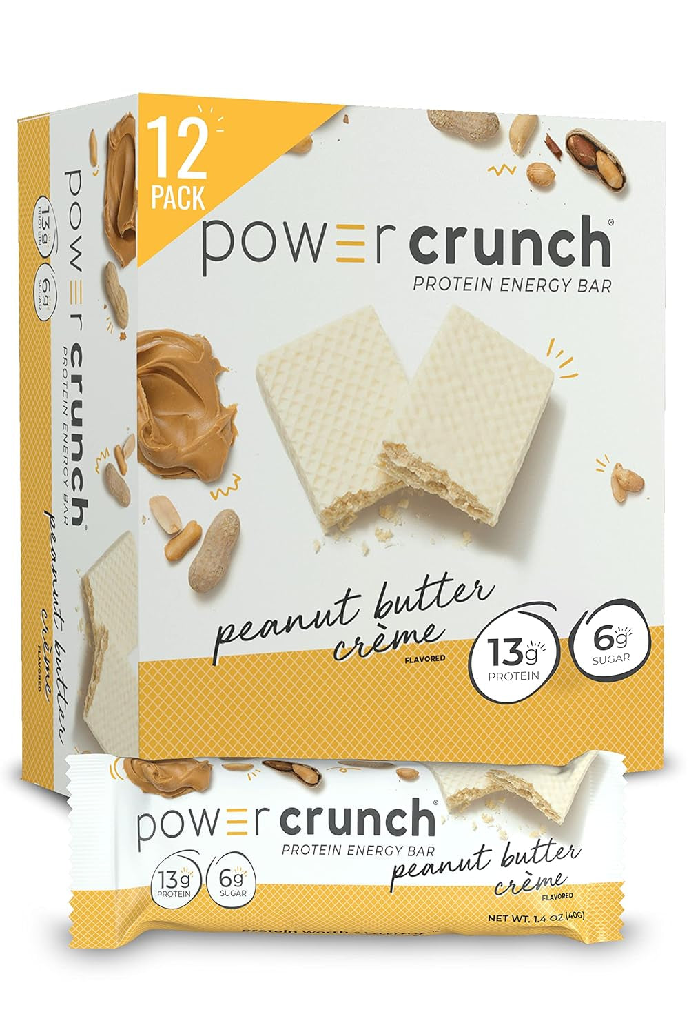 Protein Wafer Bars, High Protein Snacks with Delicious Taste, Peanut Butter Crème, 1.4 Ounce (12 Count)