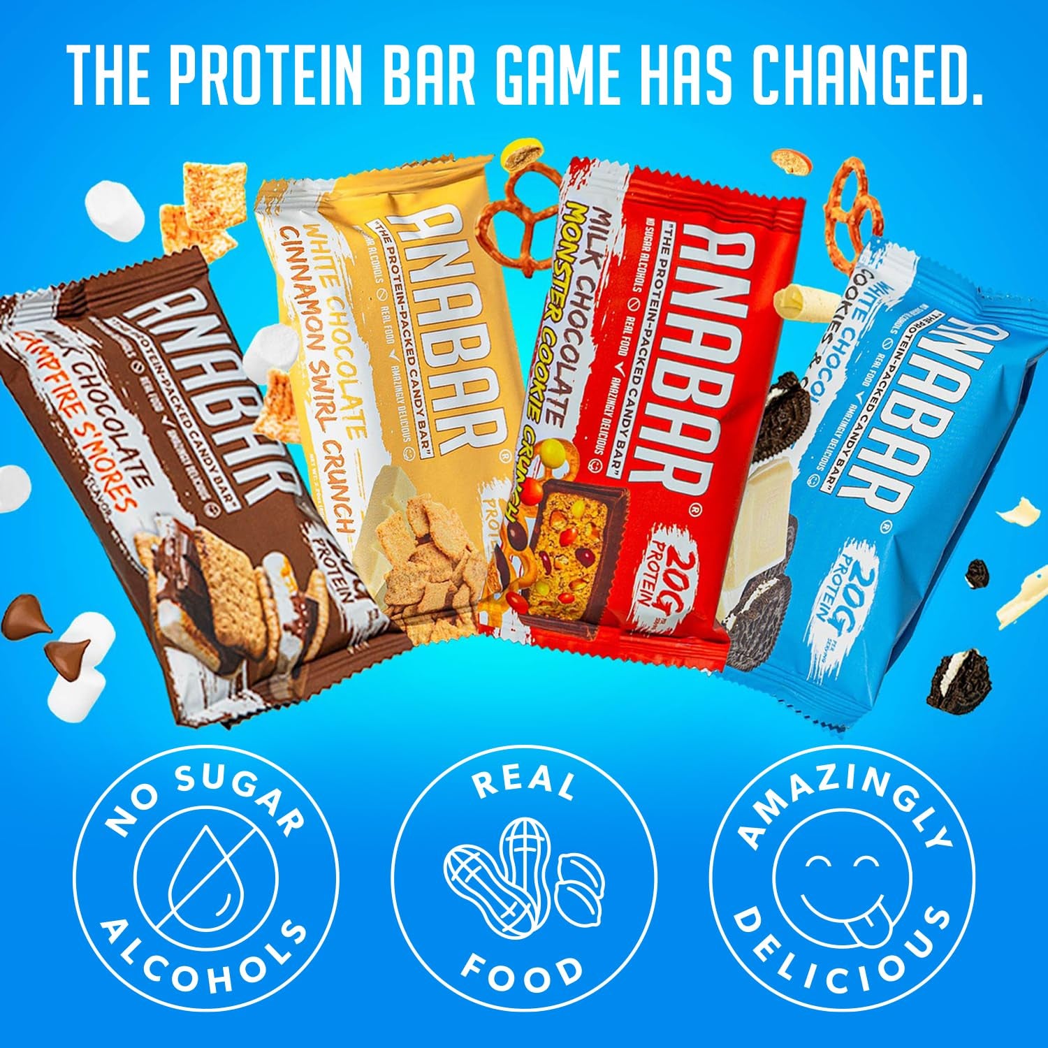 Protein Bar, the Protein-Packed Candy Bar, Amazing Tasting Protein Bar, No Sugar Alcohols, Real Food, Amazingly Delicious, 20 Grams of Protein (12 Bars, Milk Chocolate Campfire S'Mores)