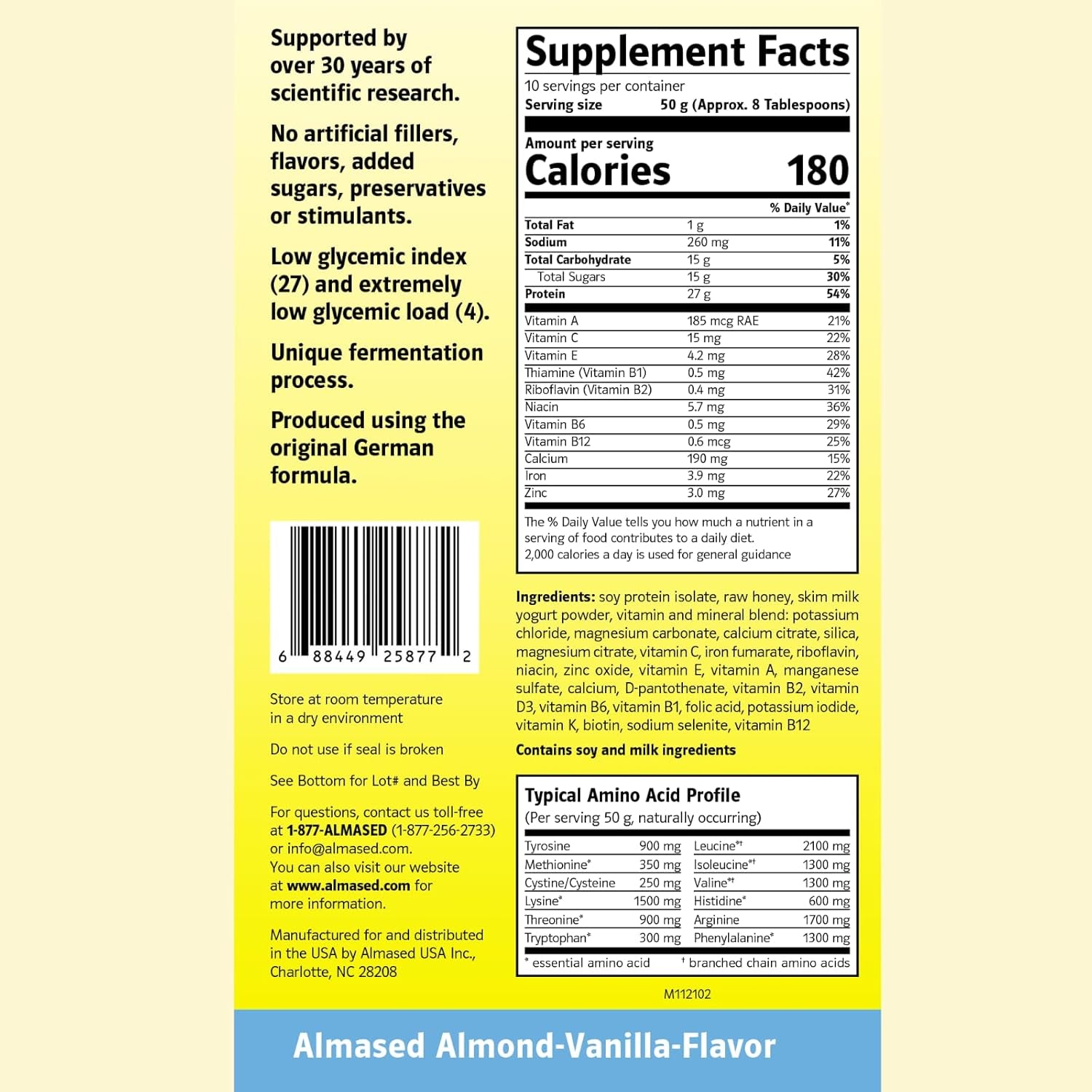 Vanilla Meal Replacement Shake - Low-Glycemic High Plant Base Protein Powder- Nutritional Weight Health Support Supplement - Vanilla Flavor - 17.6 Oz (1.1 Pound (3 Pack))