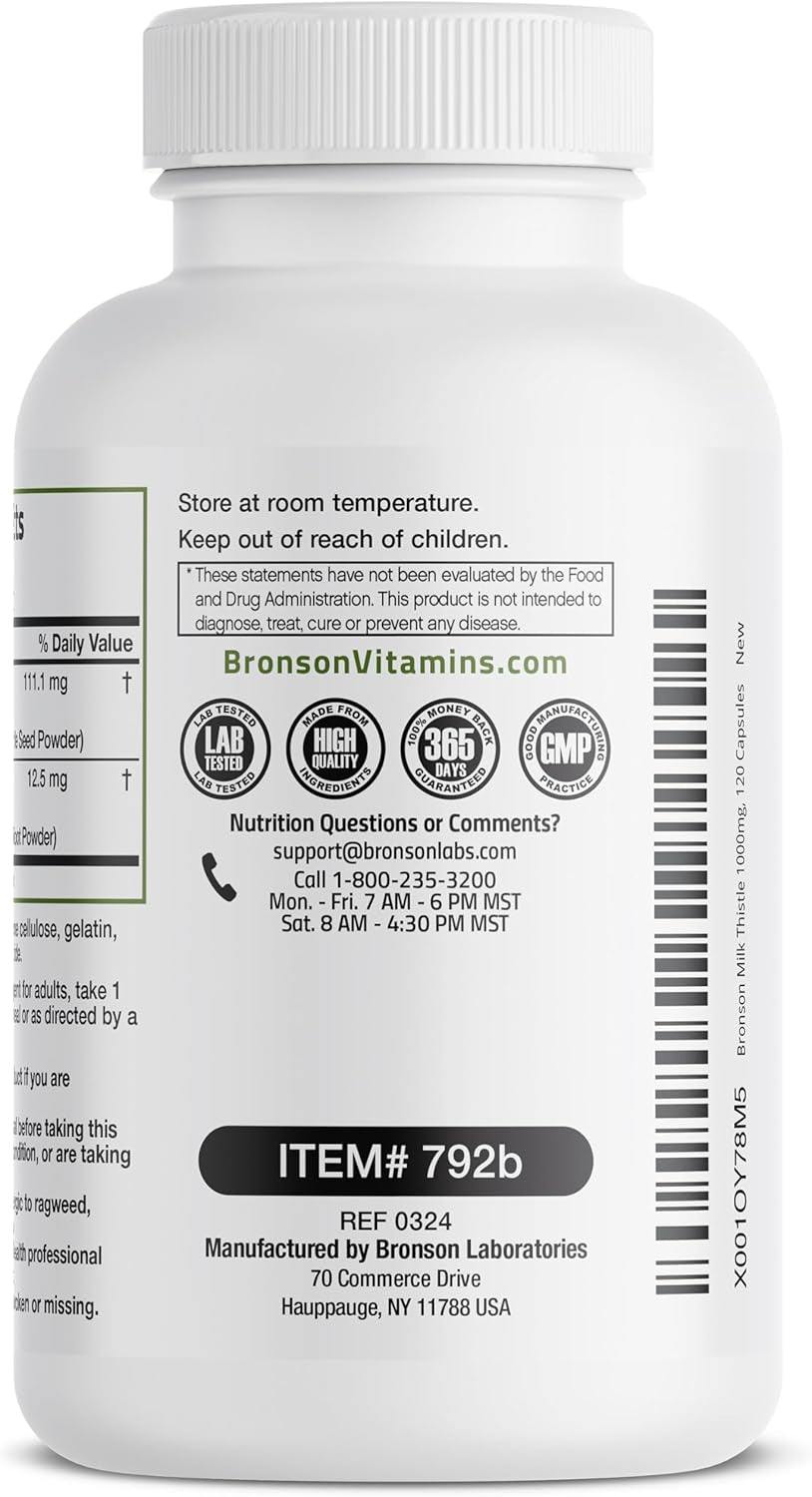 Milk Thistle Silymarin Marianum & Dandelion Root Liver Health Support, Antioxidant Support, Detox, 120 Capsules