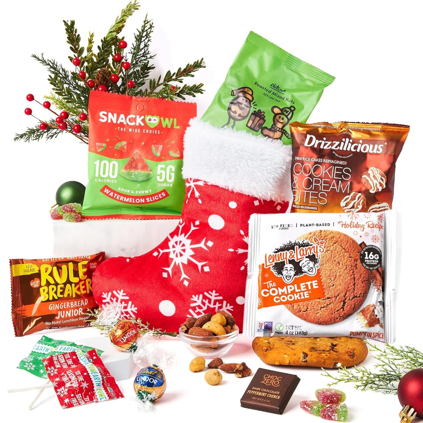 Vegan Snacks Stocking Stuffers: Pre-Filled Christmas Vegan Stockings of Candies Gourmet Snacks, Vegan Chocolate Treats - Holiday Vegan Food Gift for Women, Men, Adults, Families and Kids