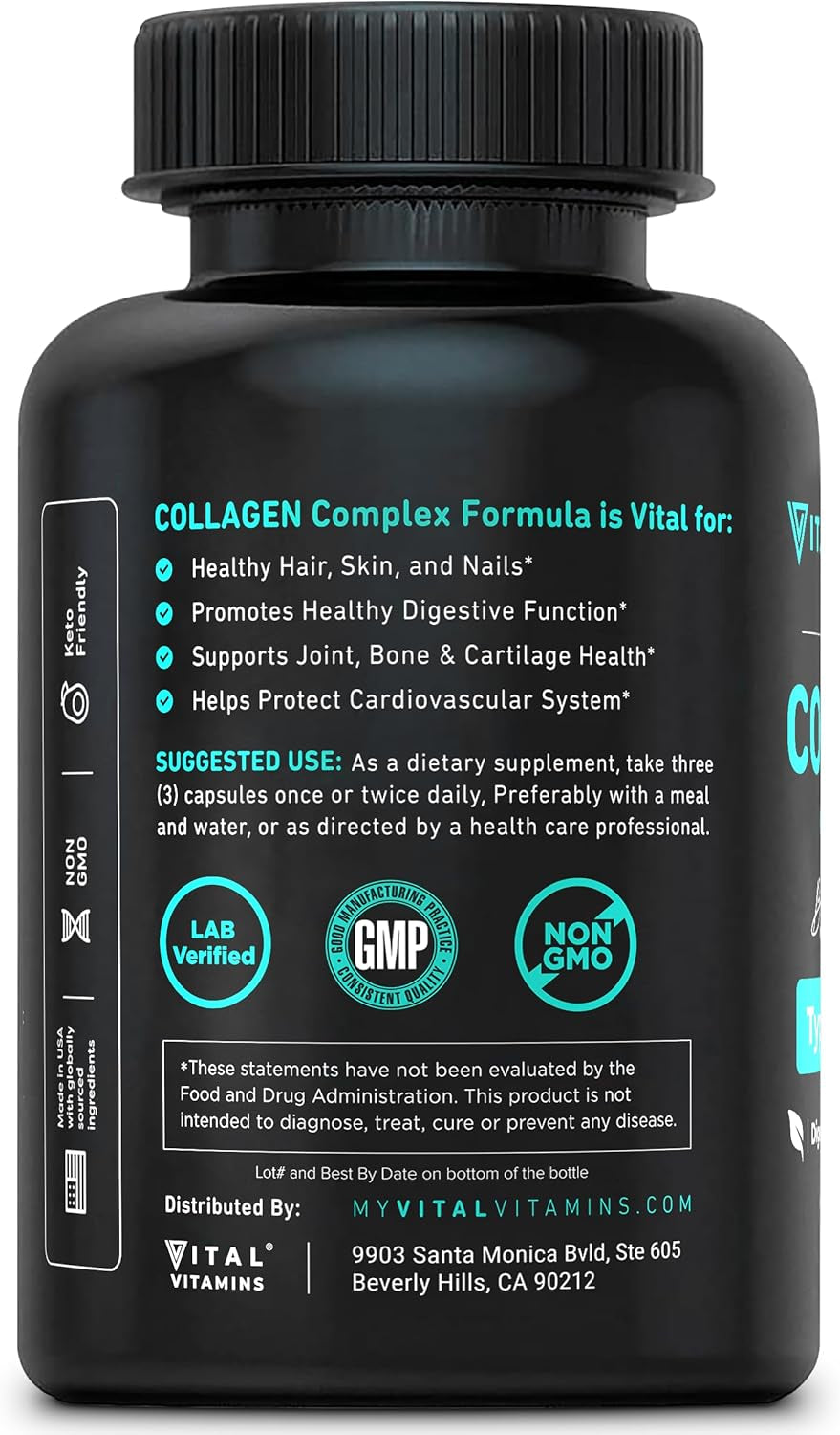 Collagen for Women & Men - Type I, II, III, V, X Multi Collagen Pills - Grass Fed, Non-Gmo - 150 Capsules