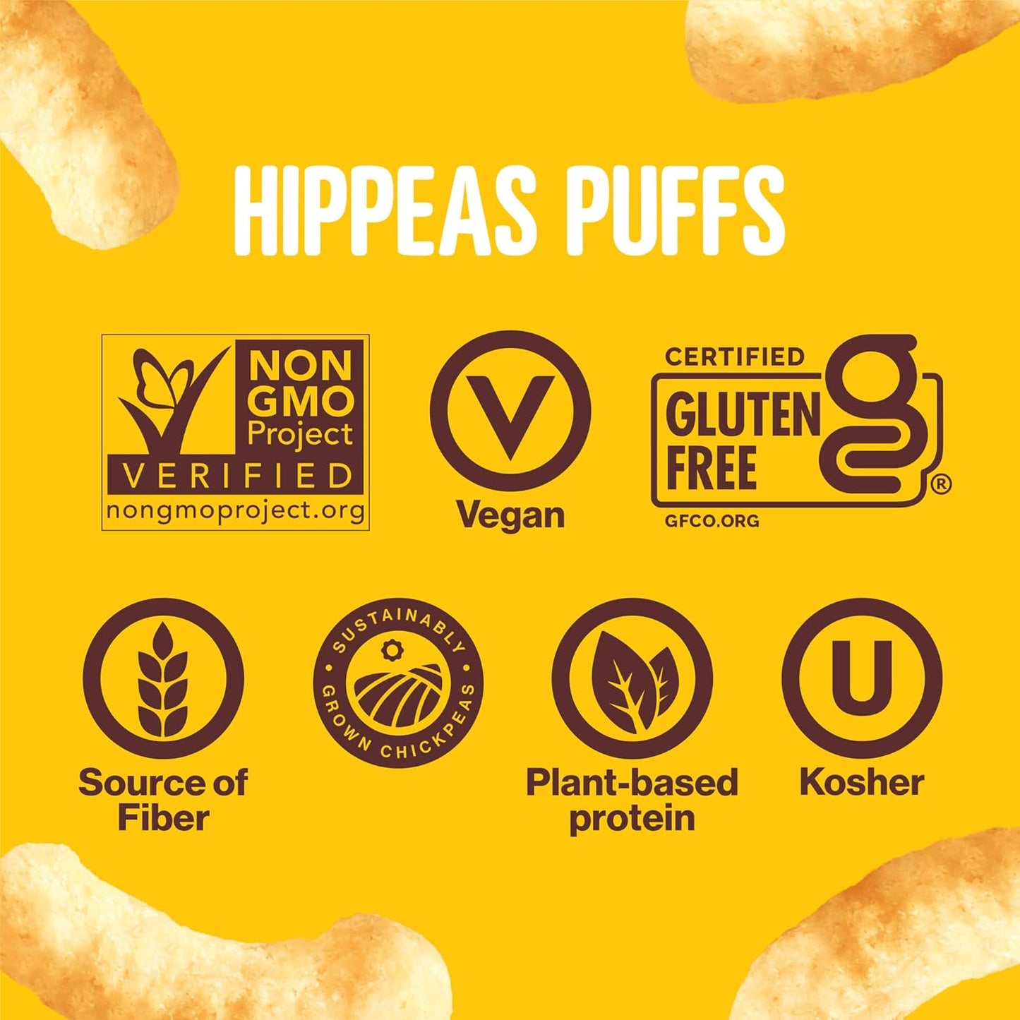 Chickpea Puffs, Vegan White Cheddar, 0.8 Ounce (Pack of 18), 3G Protein, 2G Fiber, Vegan, Gluten-Free, Crunchy, Plant Protein Snacks