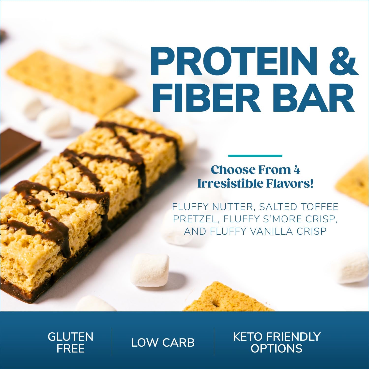 Protein & Fiber Bar, Salted Toffee Pretzel, 15G Protein, 7G Fiber, Gluten Free (7Ct)